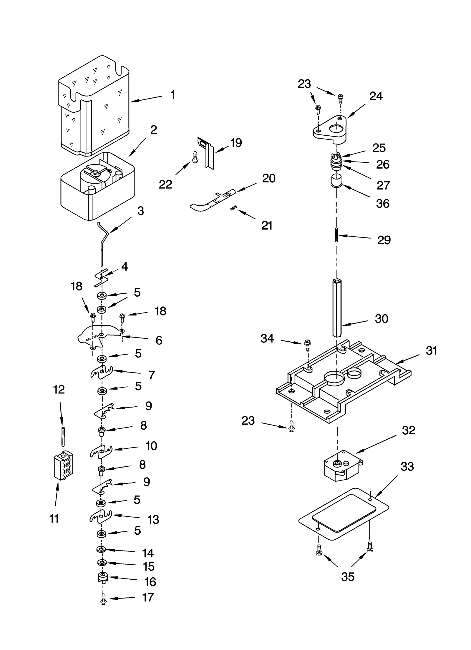 MOTOR AND ICE CONTAINER PARTS