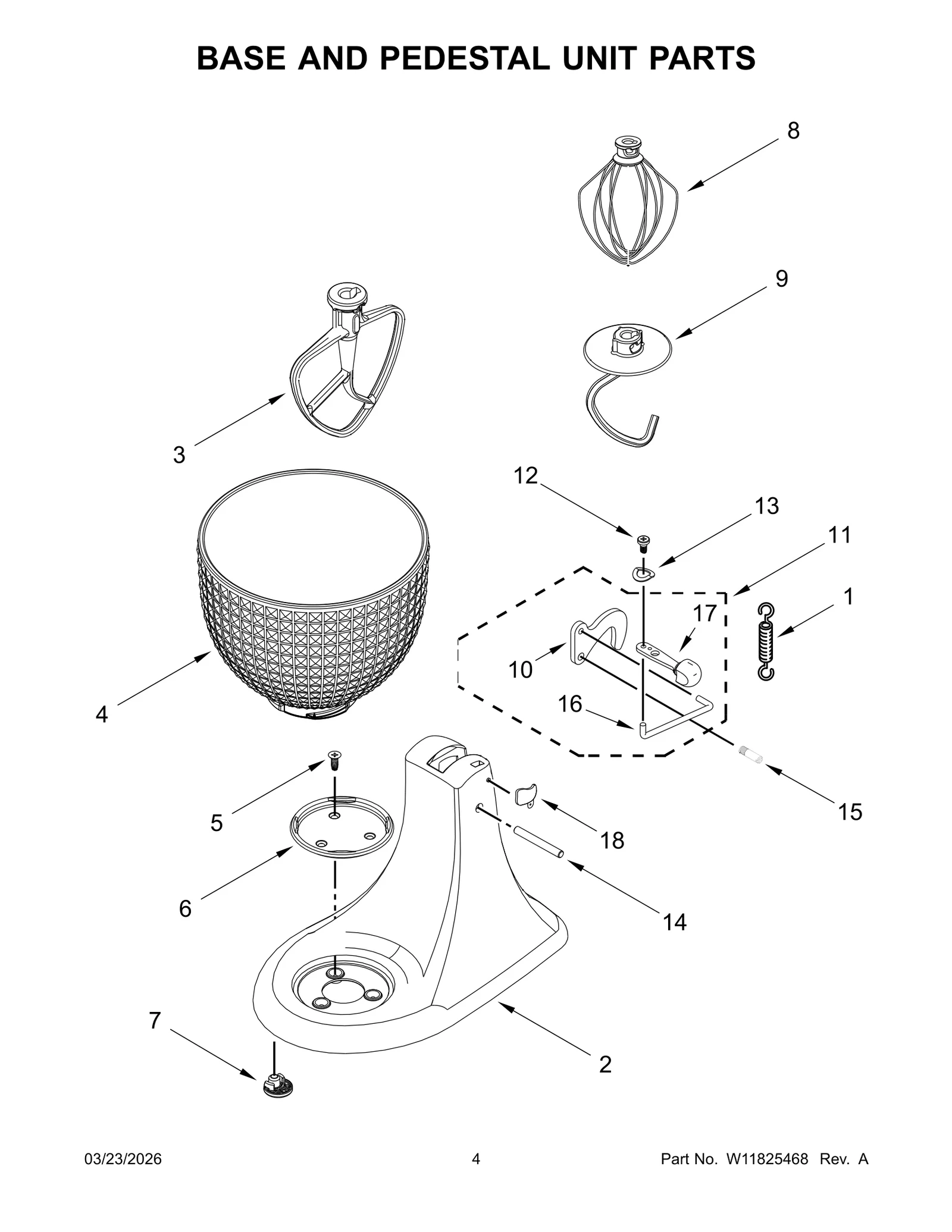 BASE AND PEDESTAL UNIT PARTS