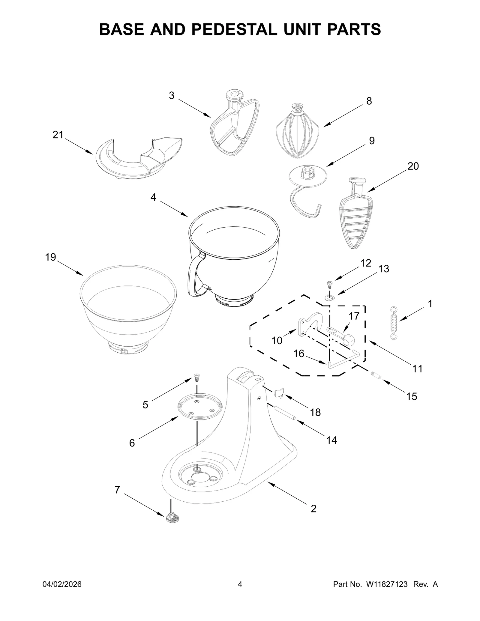 BASE AND PEDESTAL UNIT PARTS