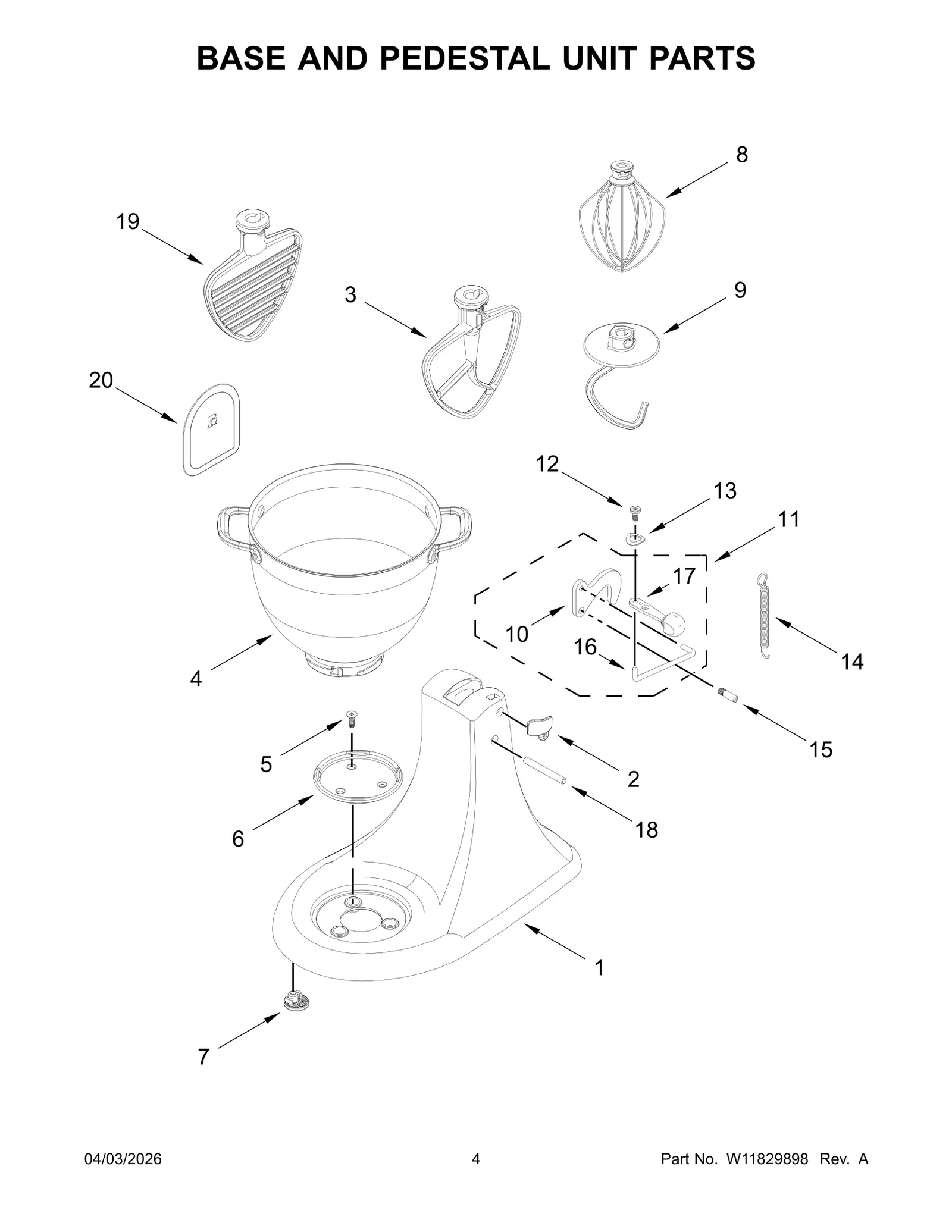 BASE AND PEDESTAL UNIT PARTS