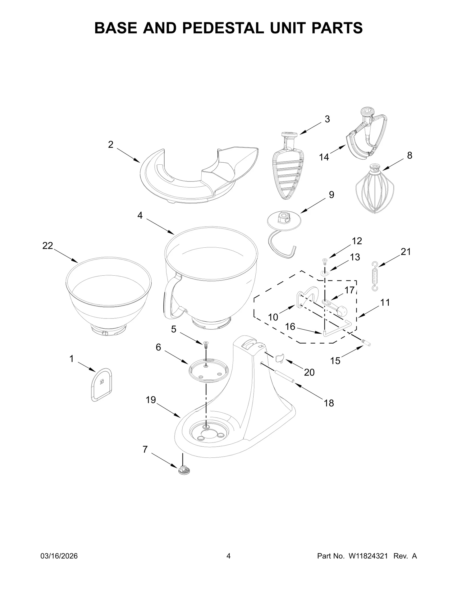 BASE AND PEDESTAL UNIT PARTS