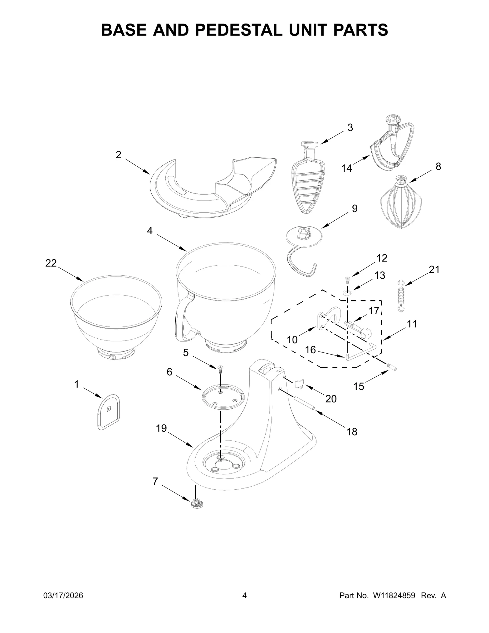 BASE AND PEDESTAL UNIT PARTS