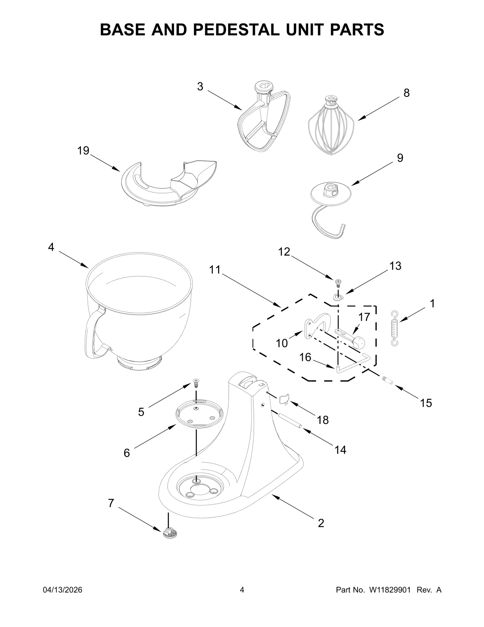 BASE AND PEDESTAL UNIT PARTS