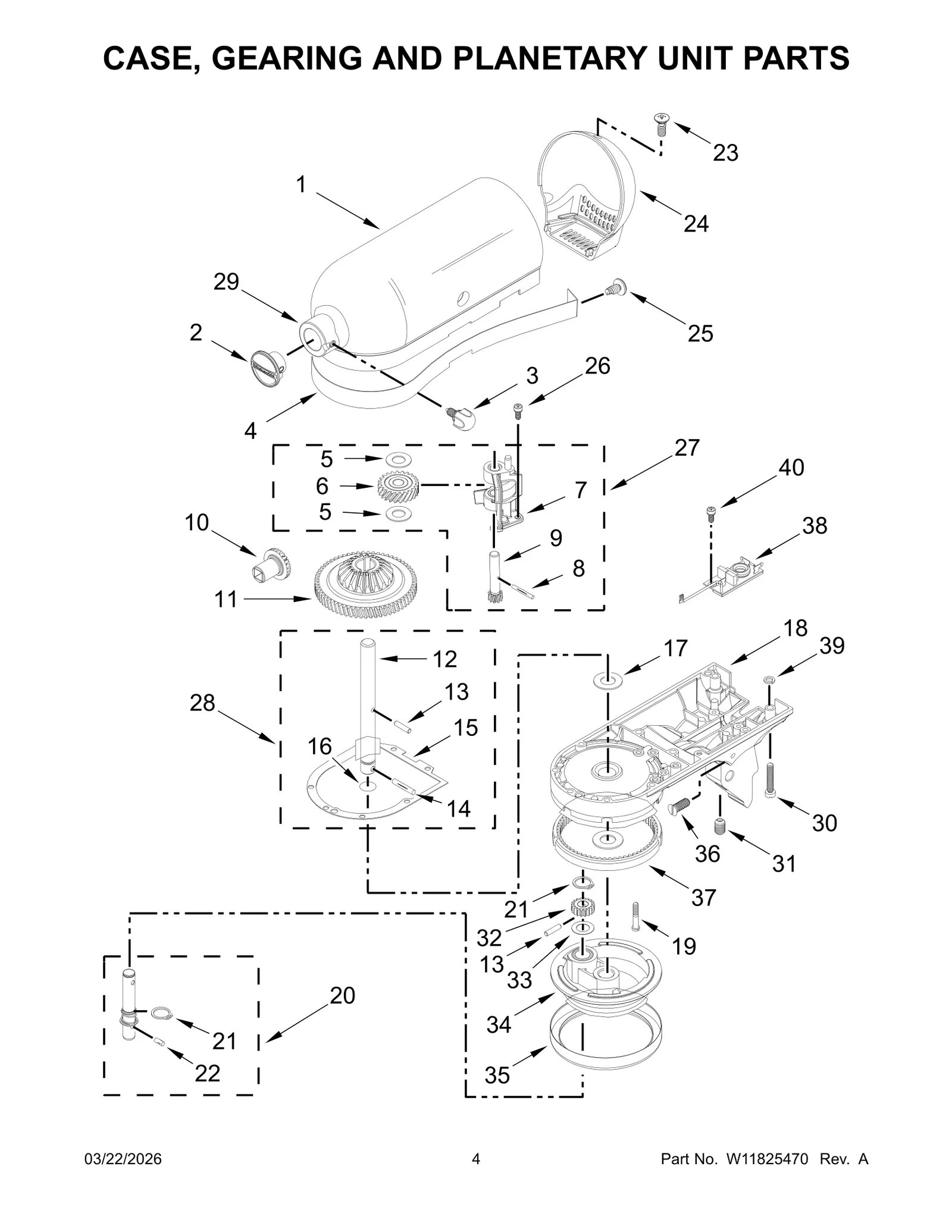 CASE, GEARING AND PLANETARY UNIT PARTS