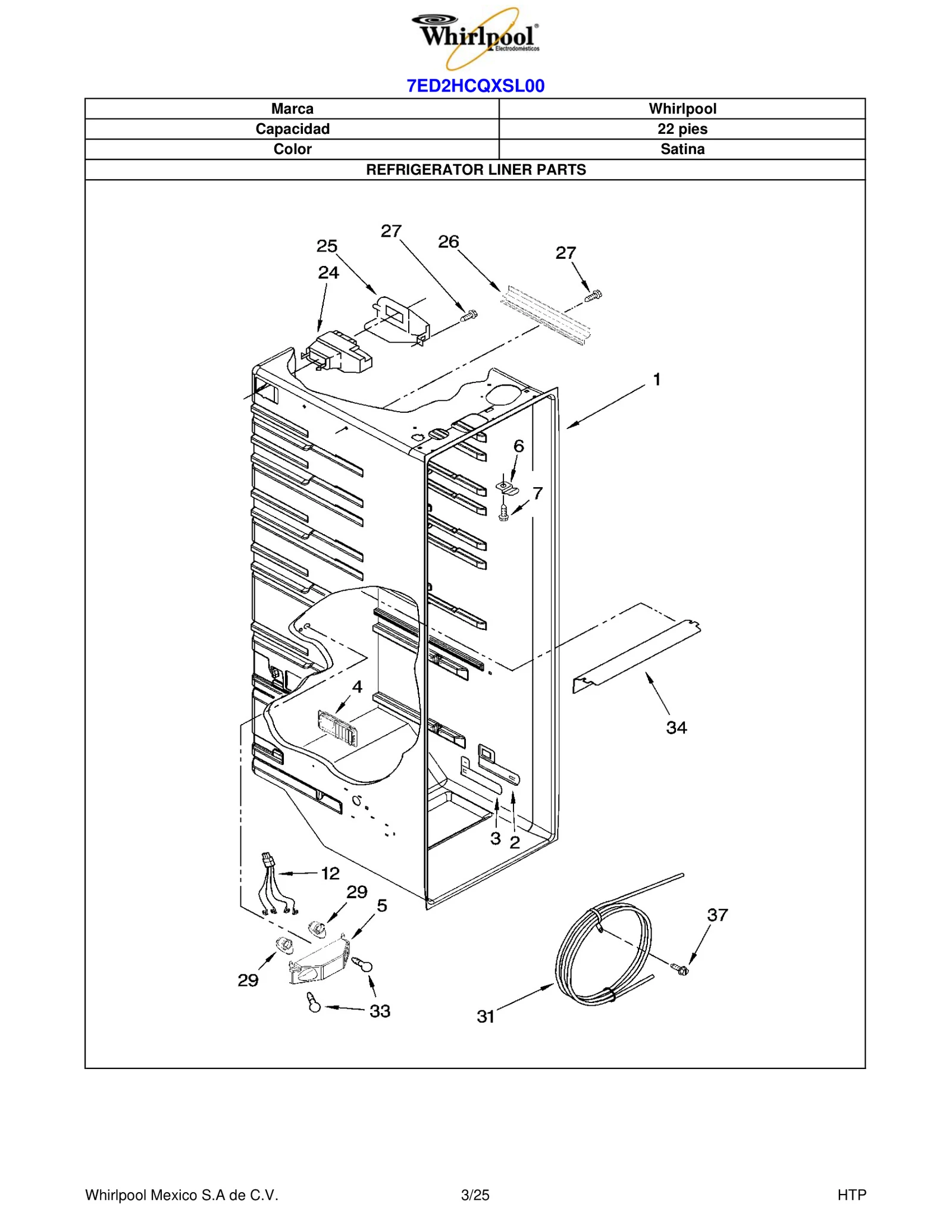 REFRIGERATOR LINER PARTS