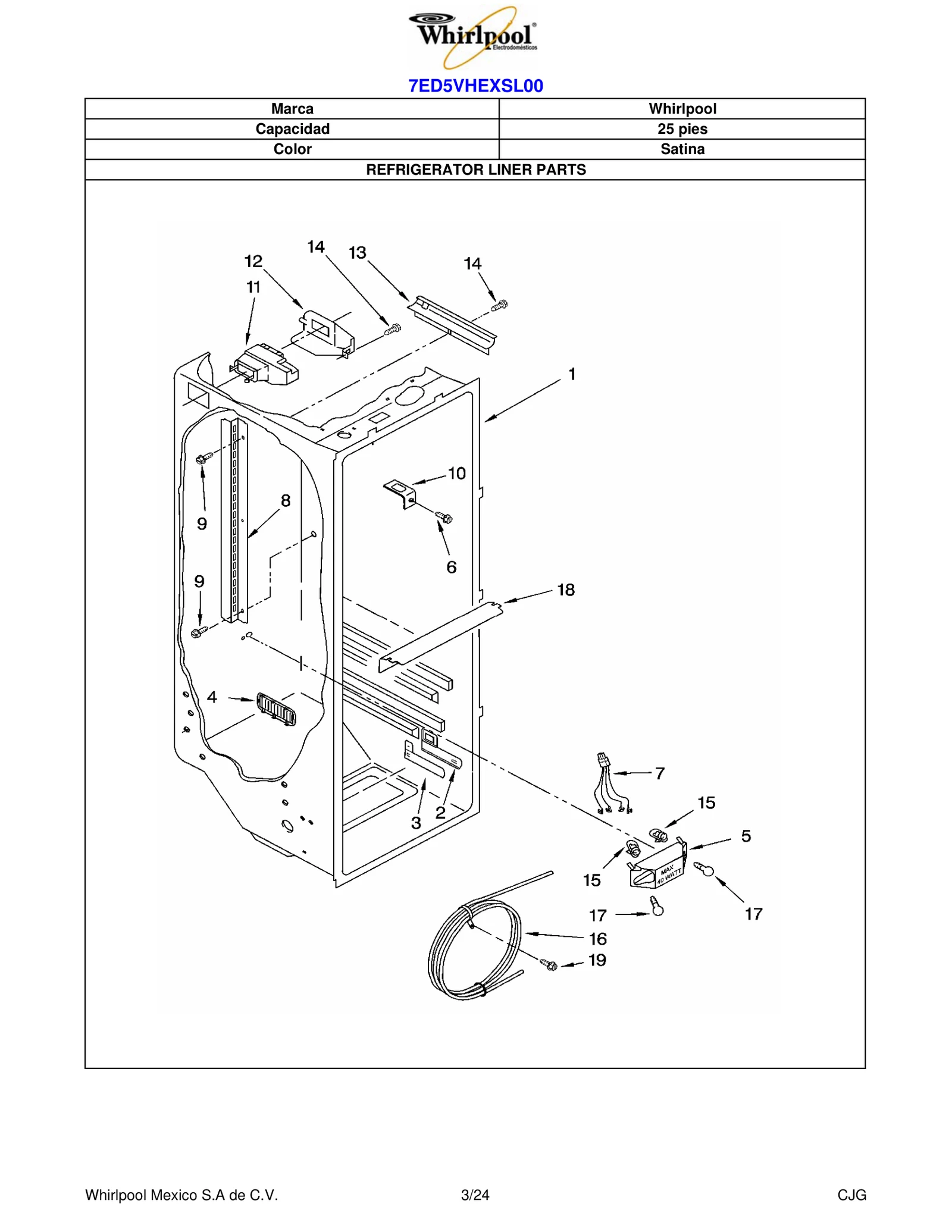 REFRIGERATOR LINER PARTS