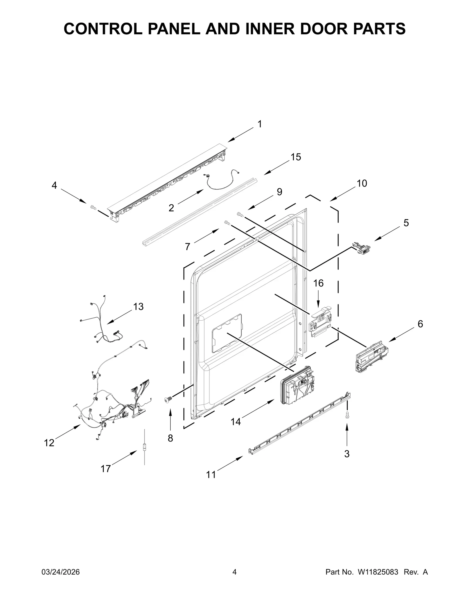 CONTROL PANEL AND INNER DOOR PARTS