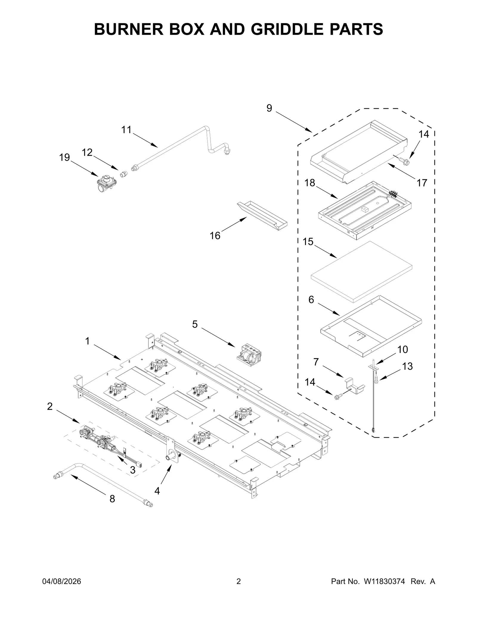 BURNER BOX AND GRIDDLE PARTS