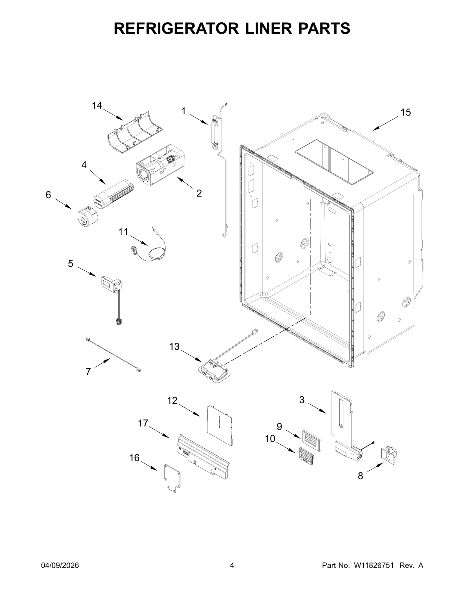 REFRIGERATOR LINER PARTS