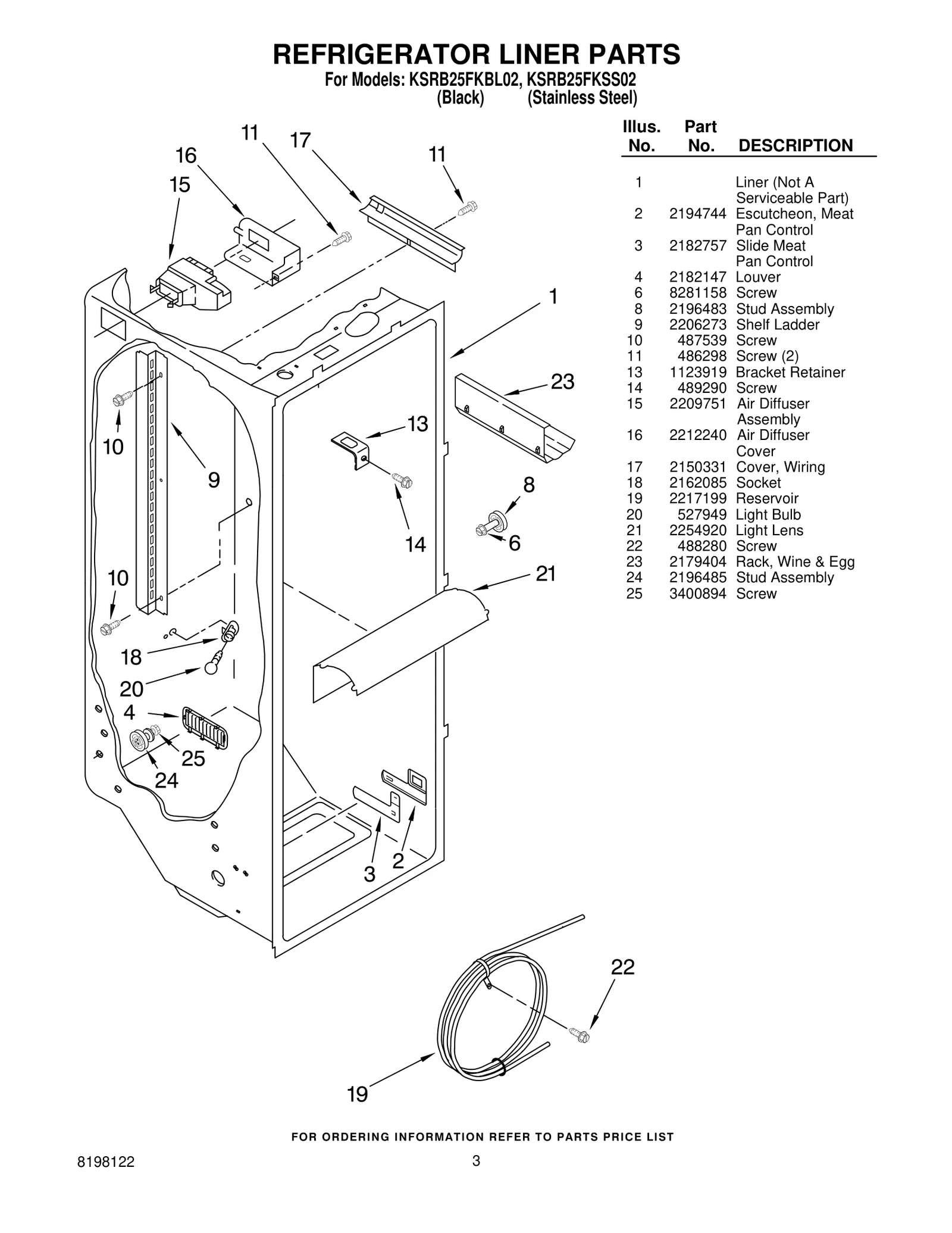 REFRIGERATOR LINER PARTS