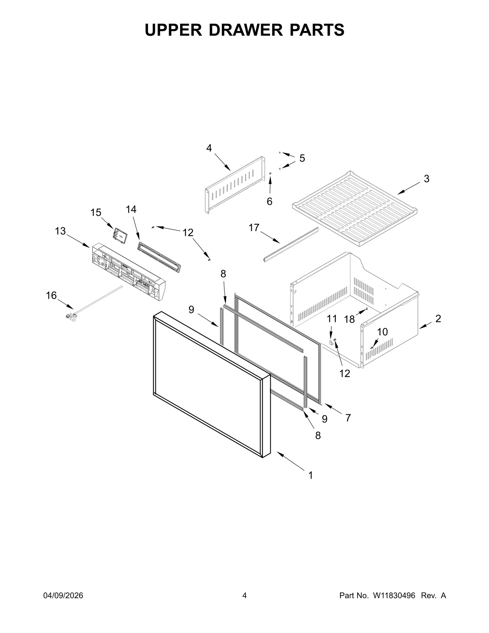 UPPER DRAWER PARTS
