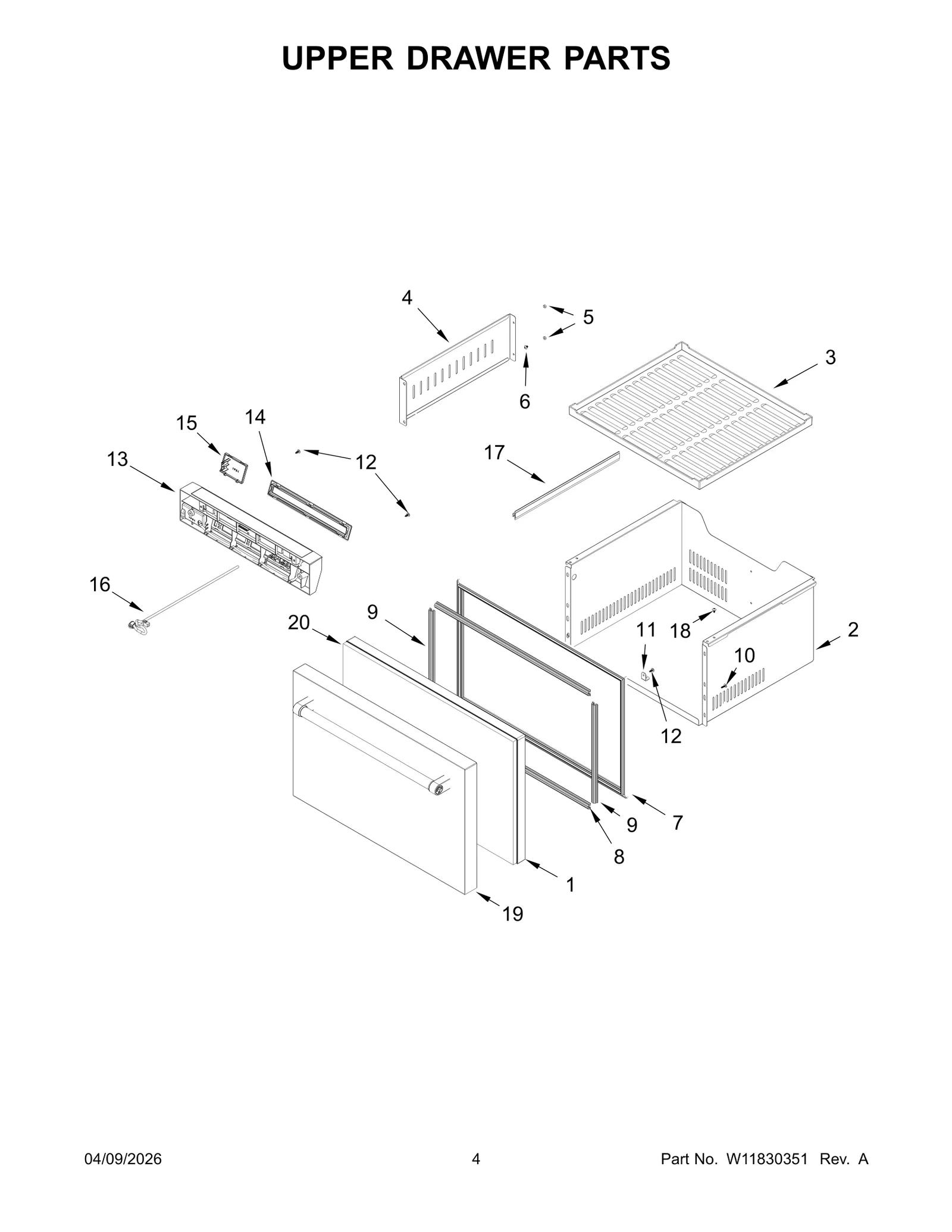 UPPER DRAWER PARTS