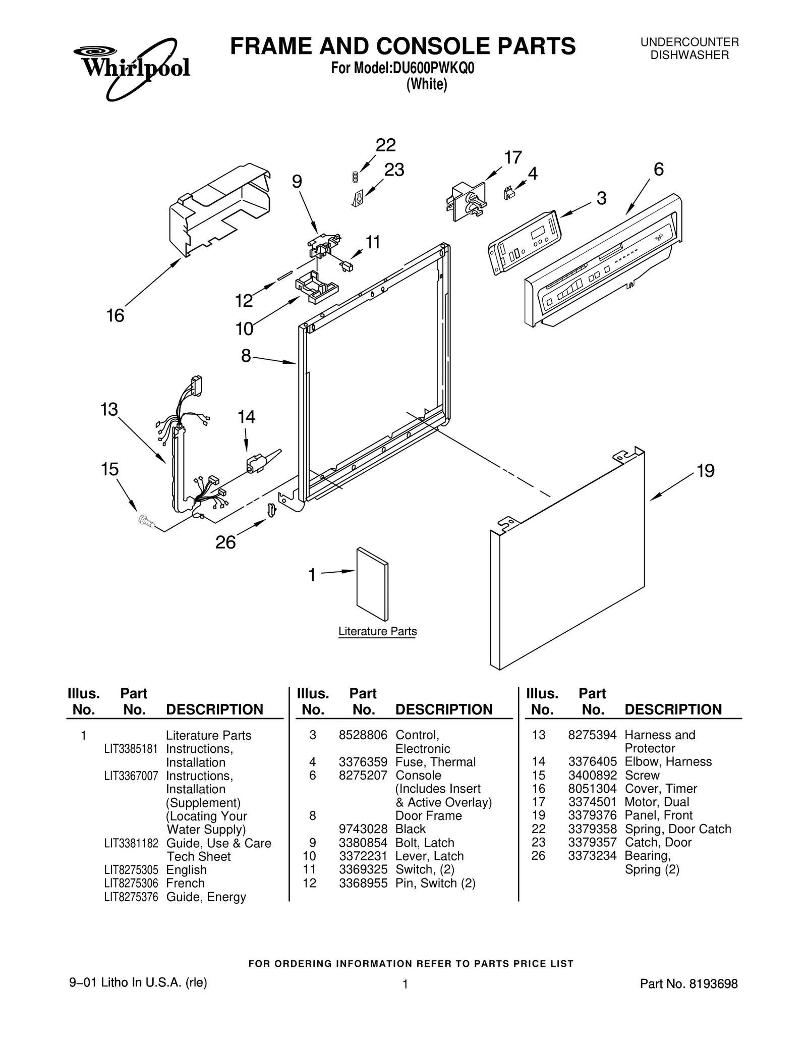 FRAME AND CONSOLE PARTS