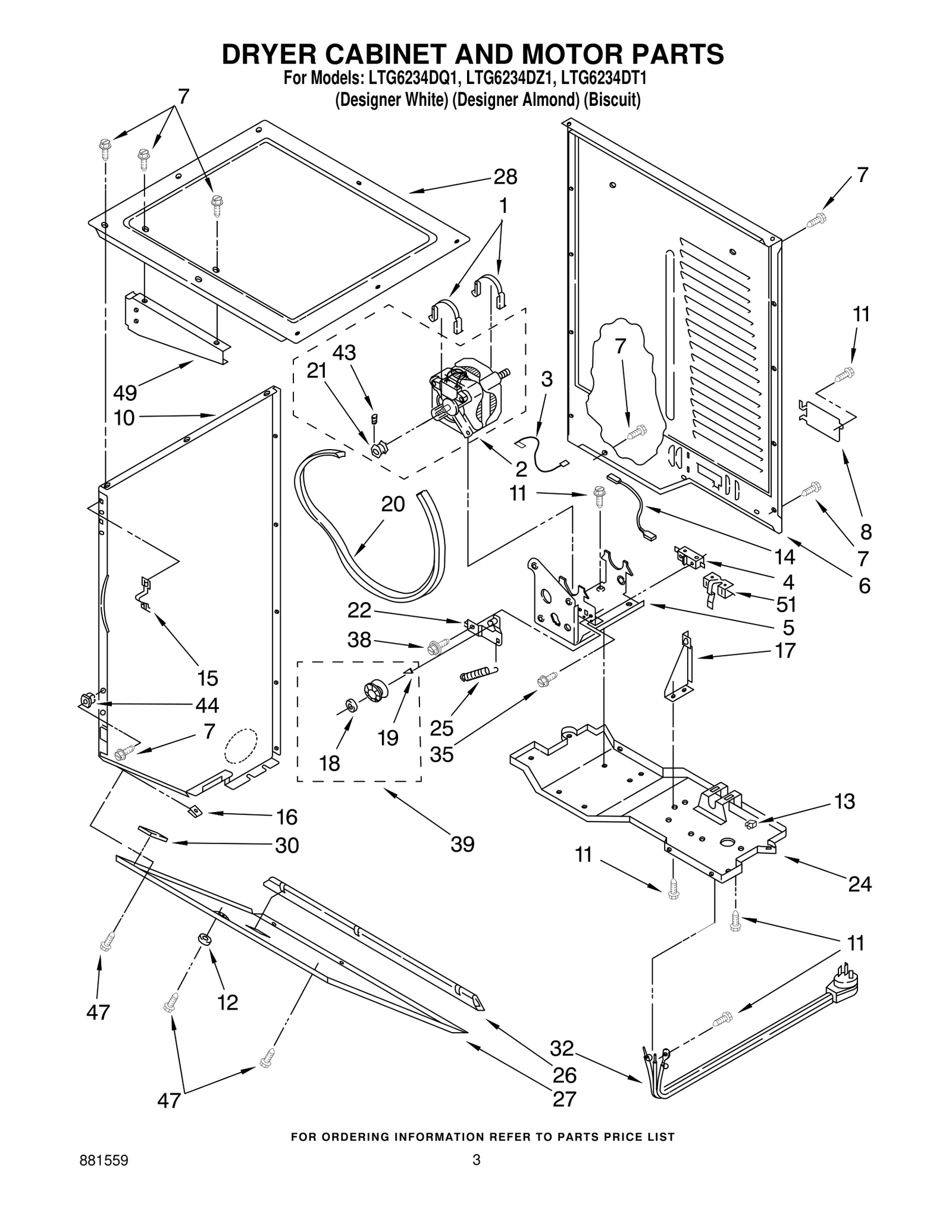 DRYER CABINET AND MOTOR PARTS