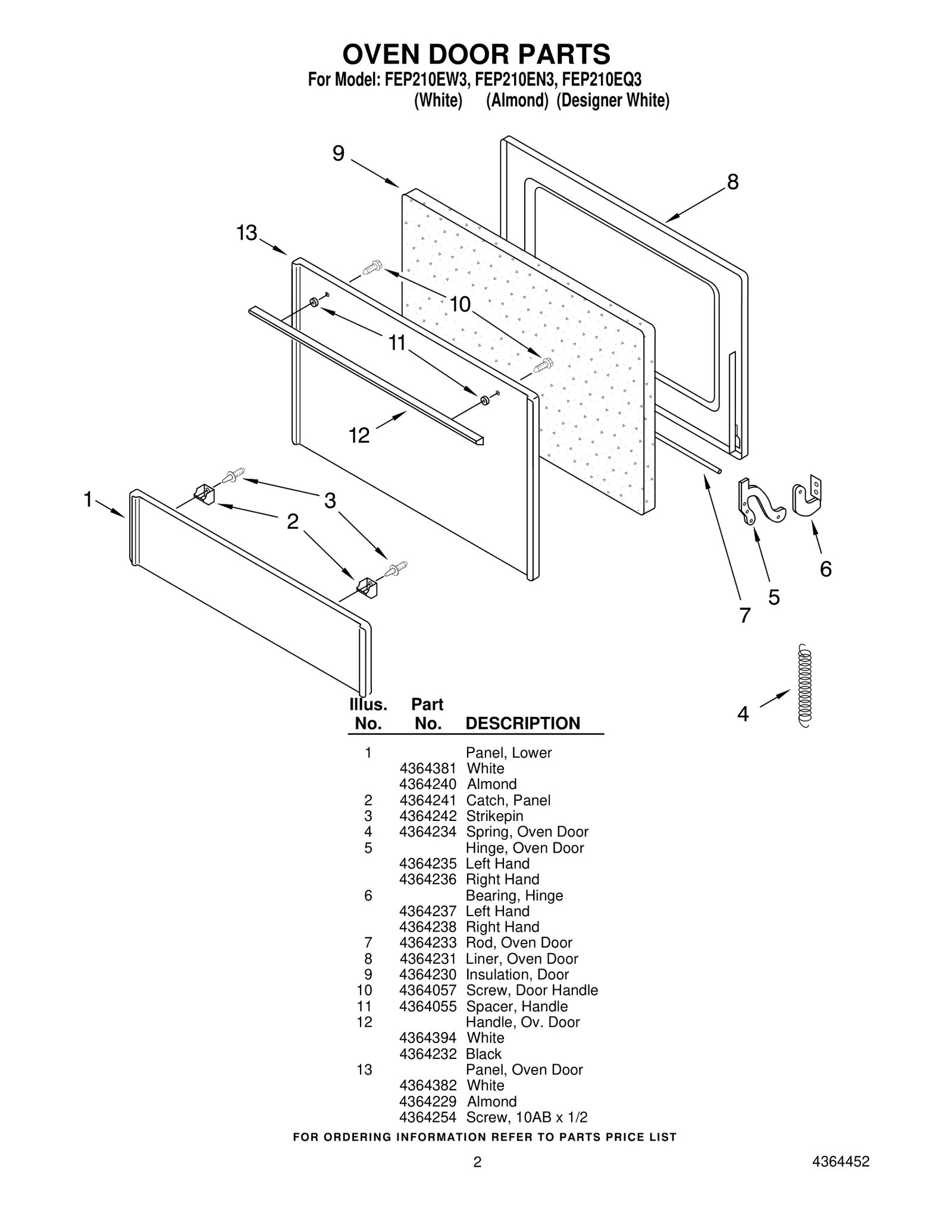 OVEN DOOR PARTS
