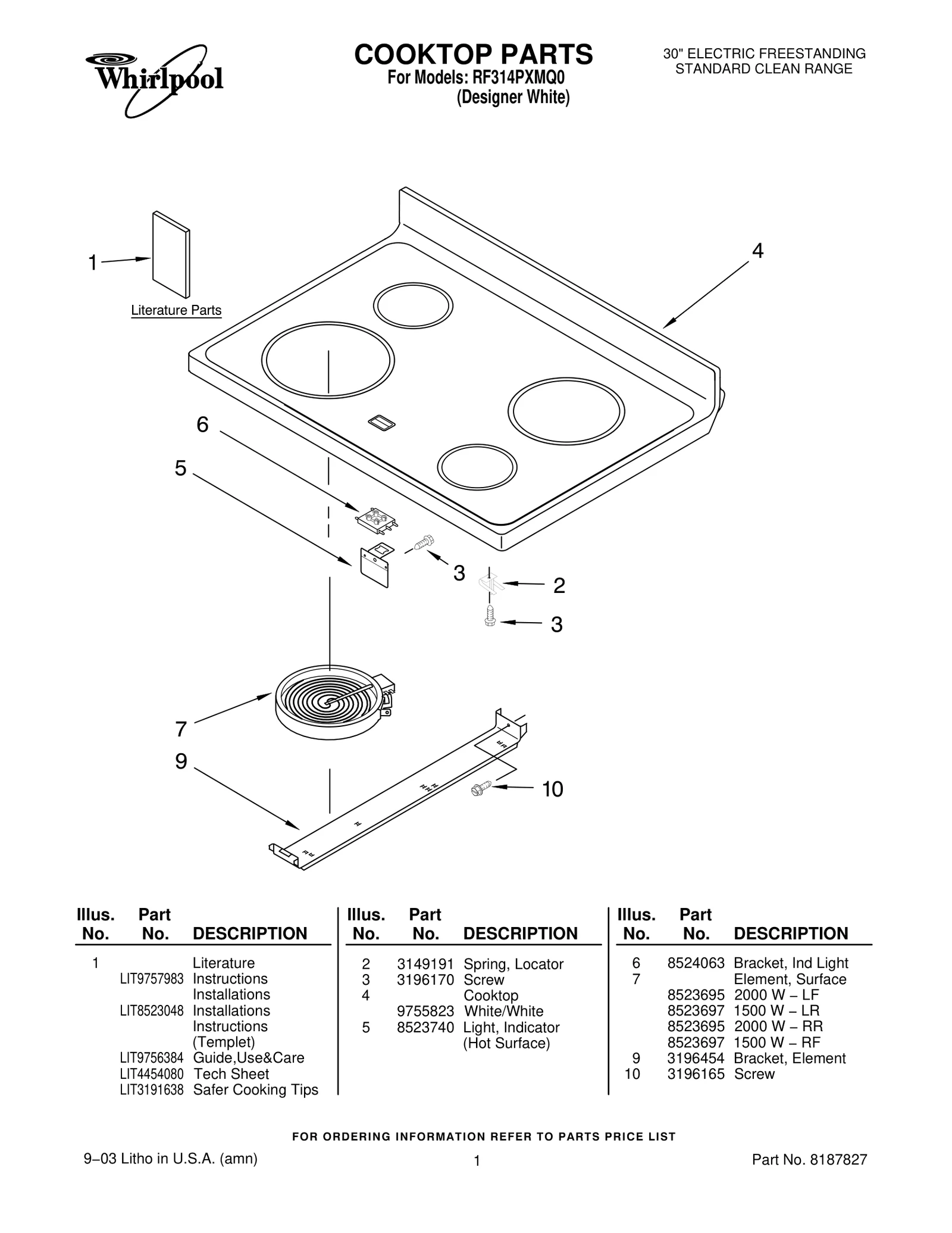 COOKTOP PARTS