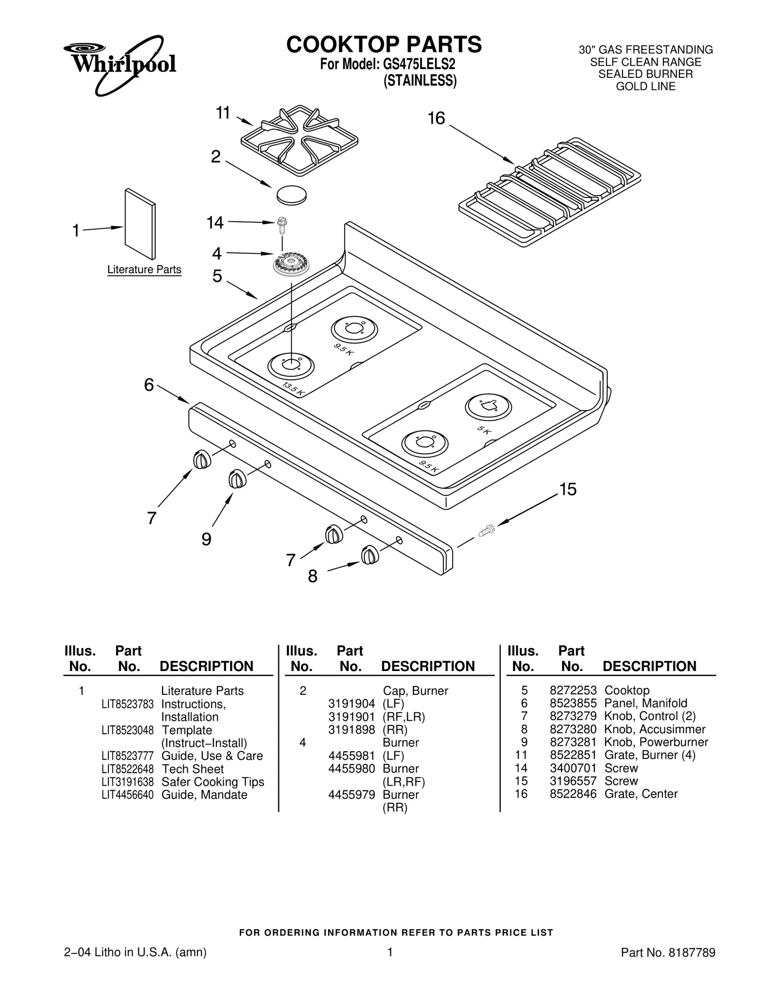 COOKTOP PARTS