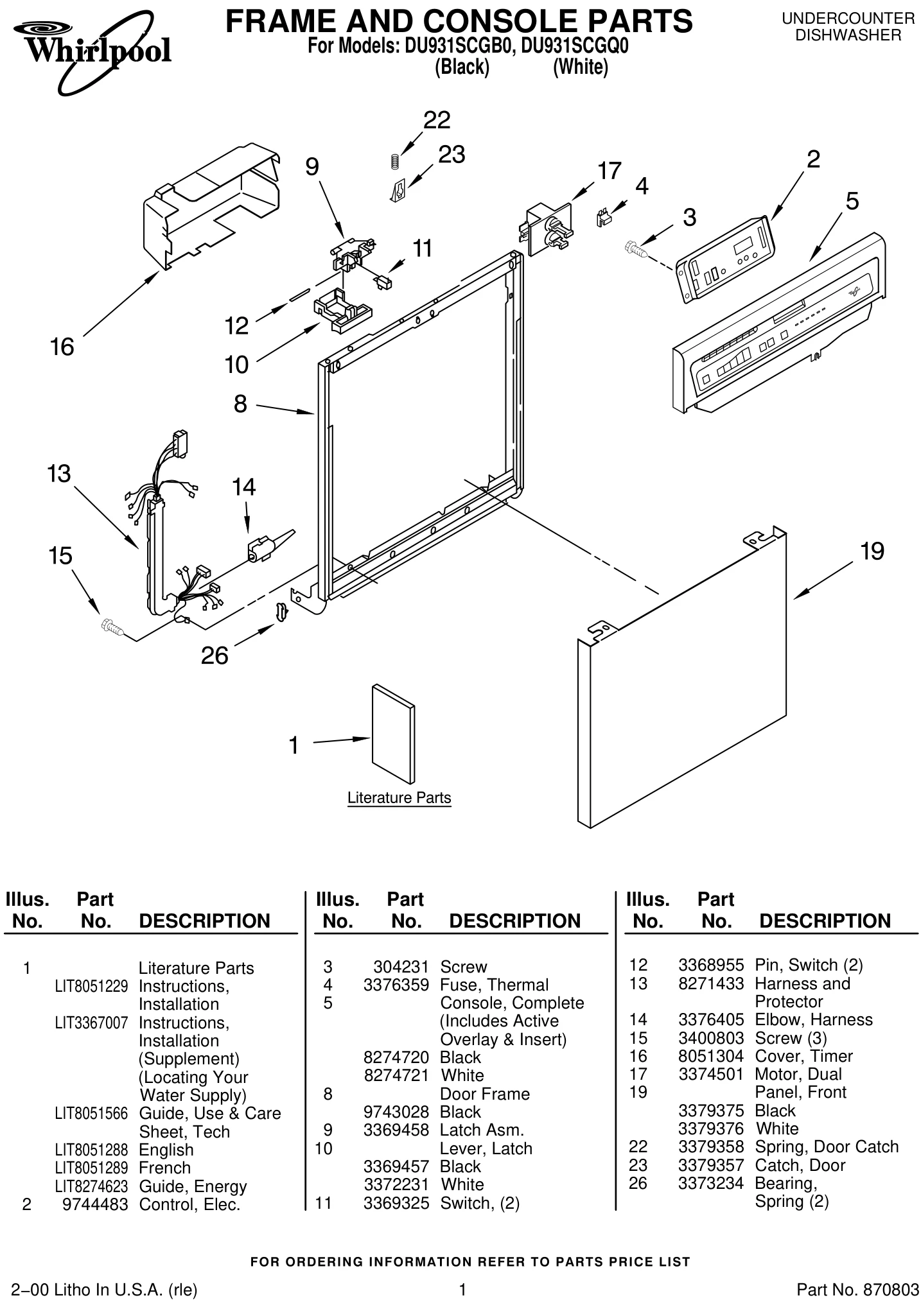FRAME AND CONSOLE PARTS