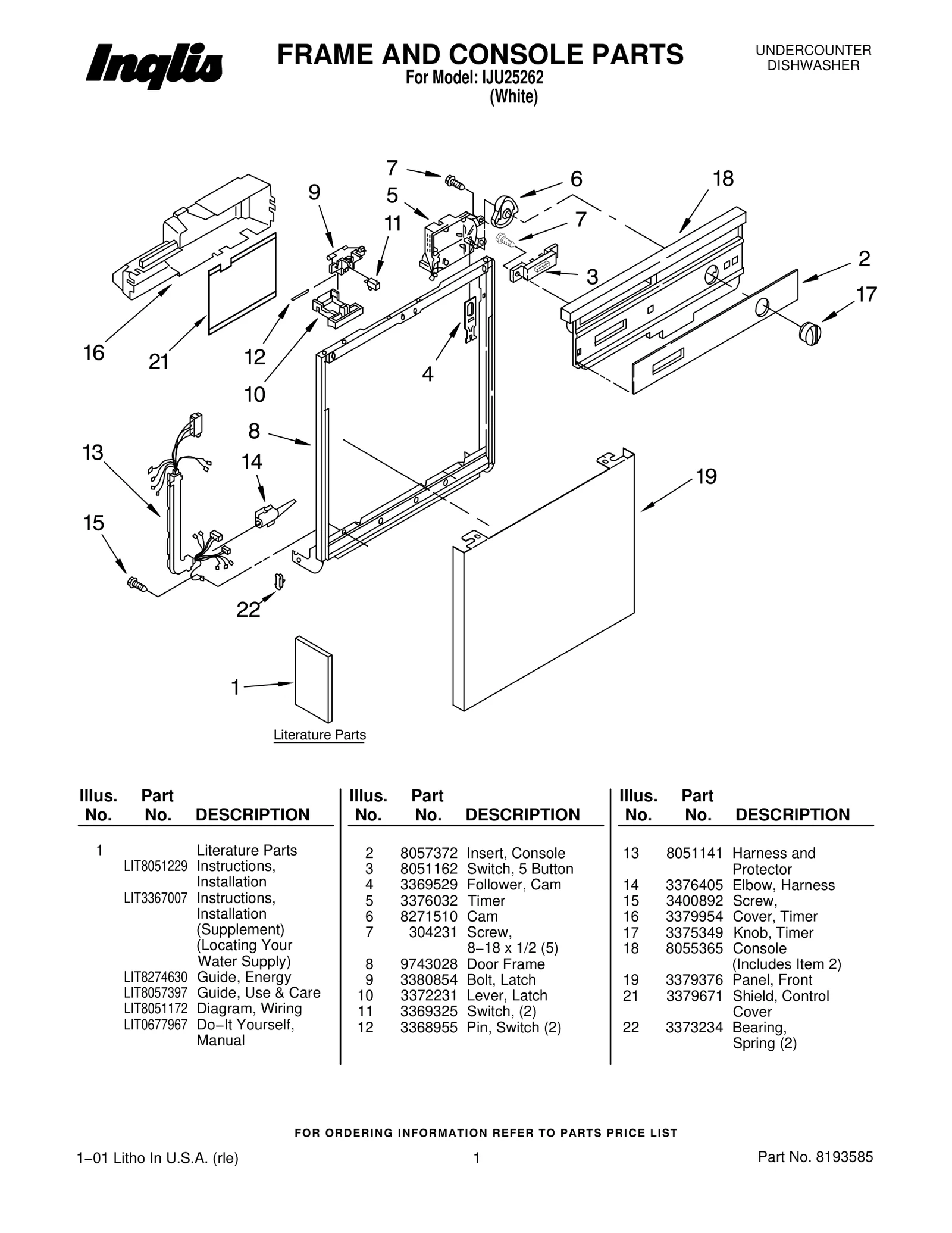 FRAME AND CONSOLE PARTS