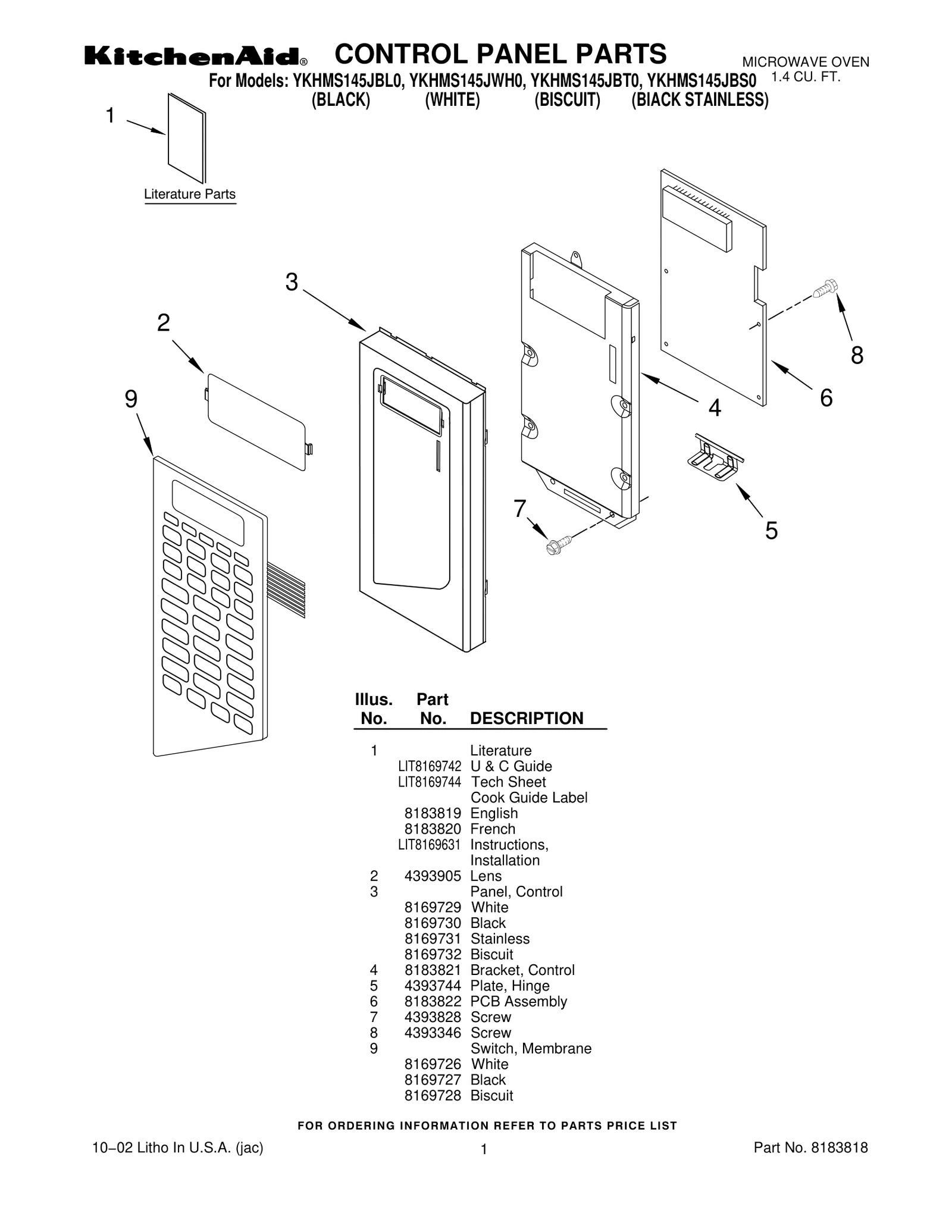 CONTROL PANEL PARTS
