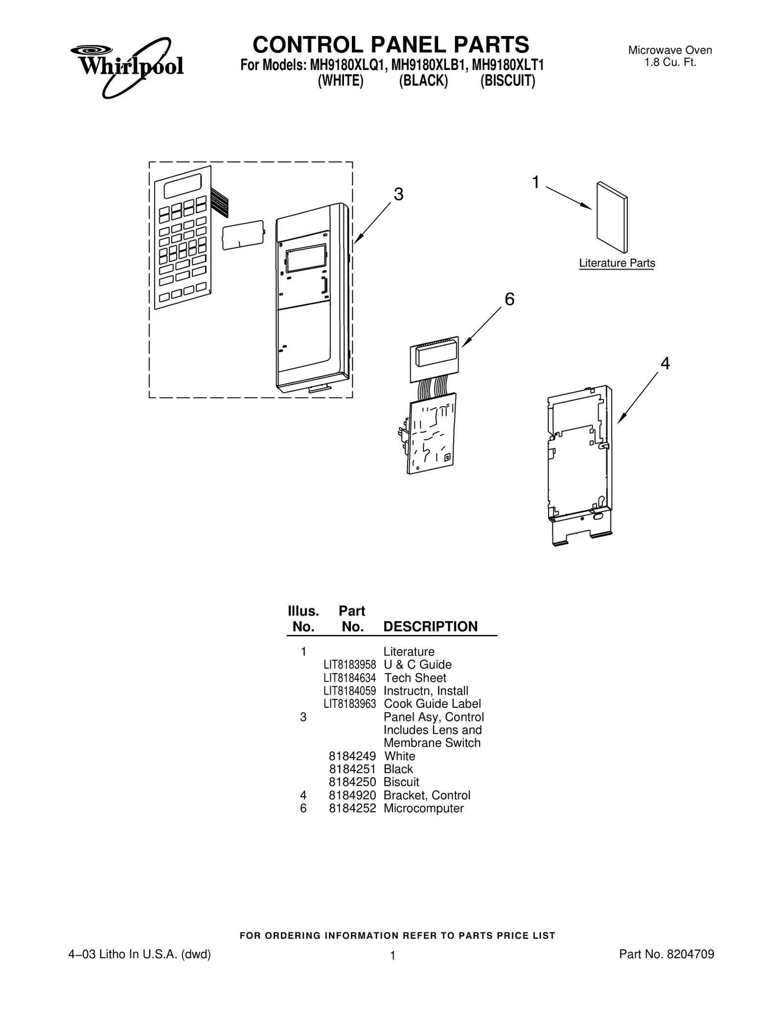 CONTROL PANEL PARTS