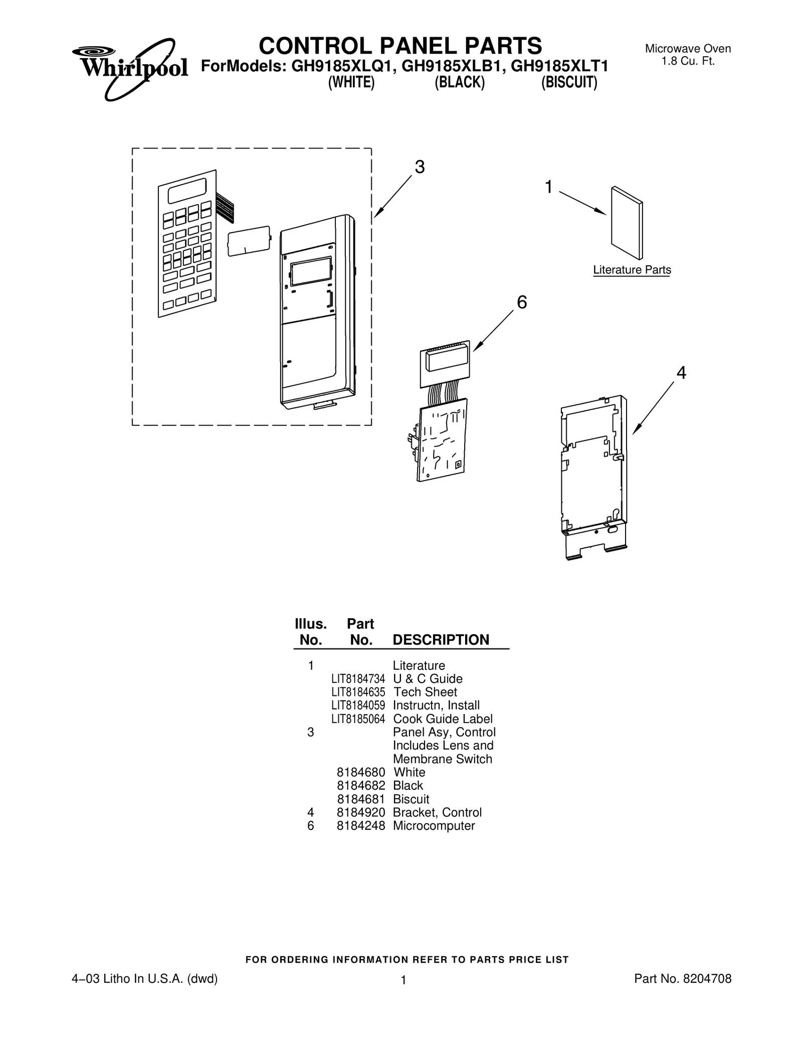 CONTROL PANEL PARTS