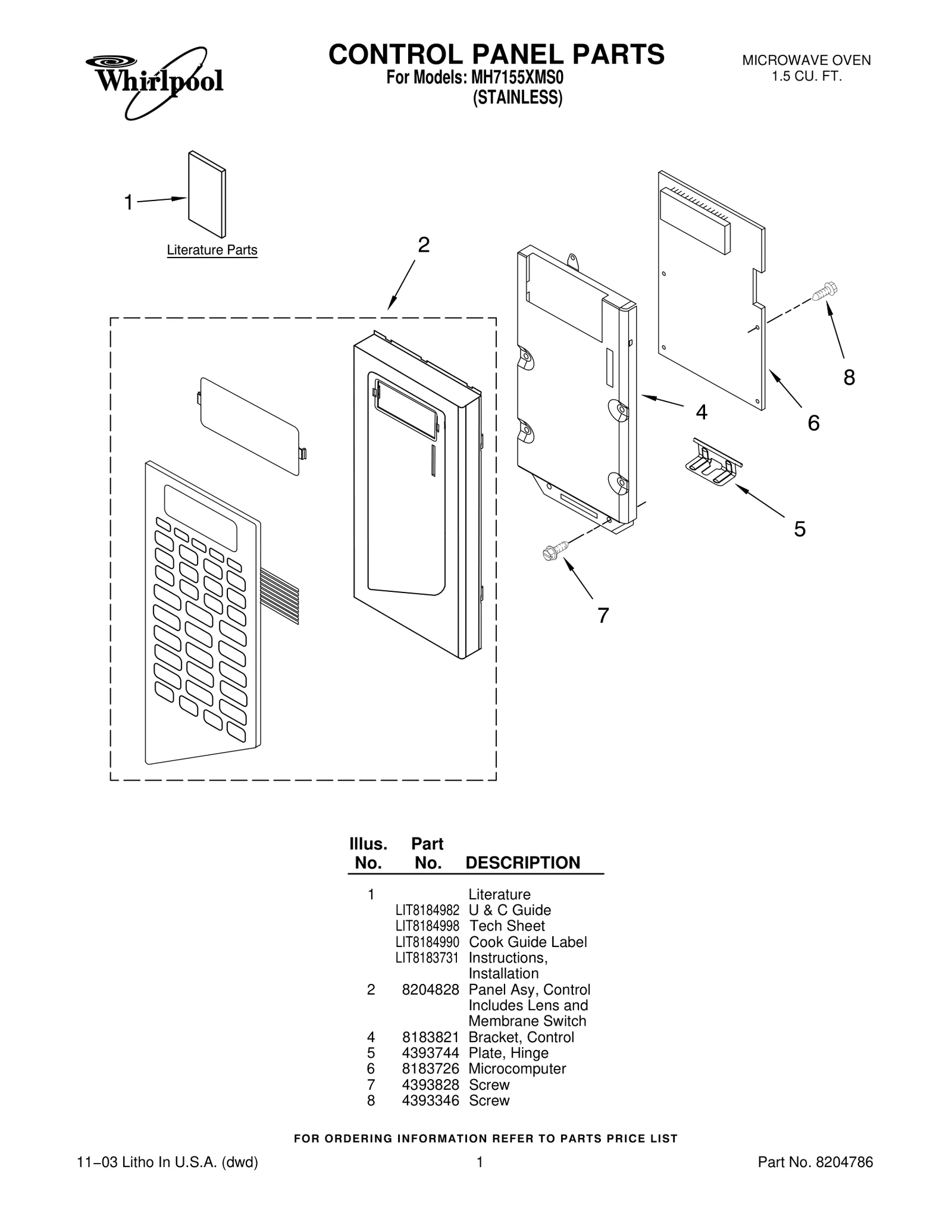 CONTROL PANEL PARTS