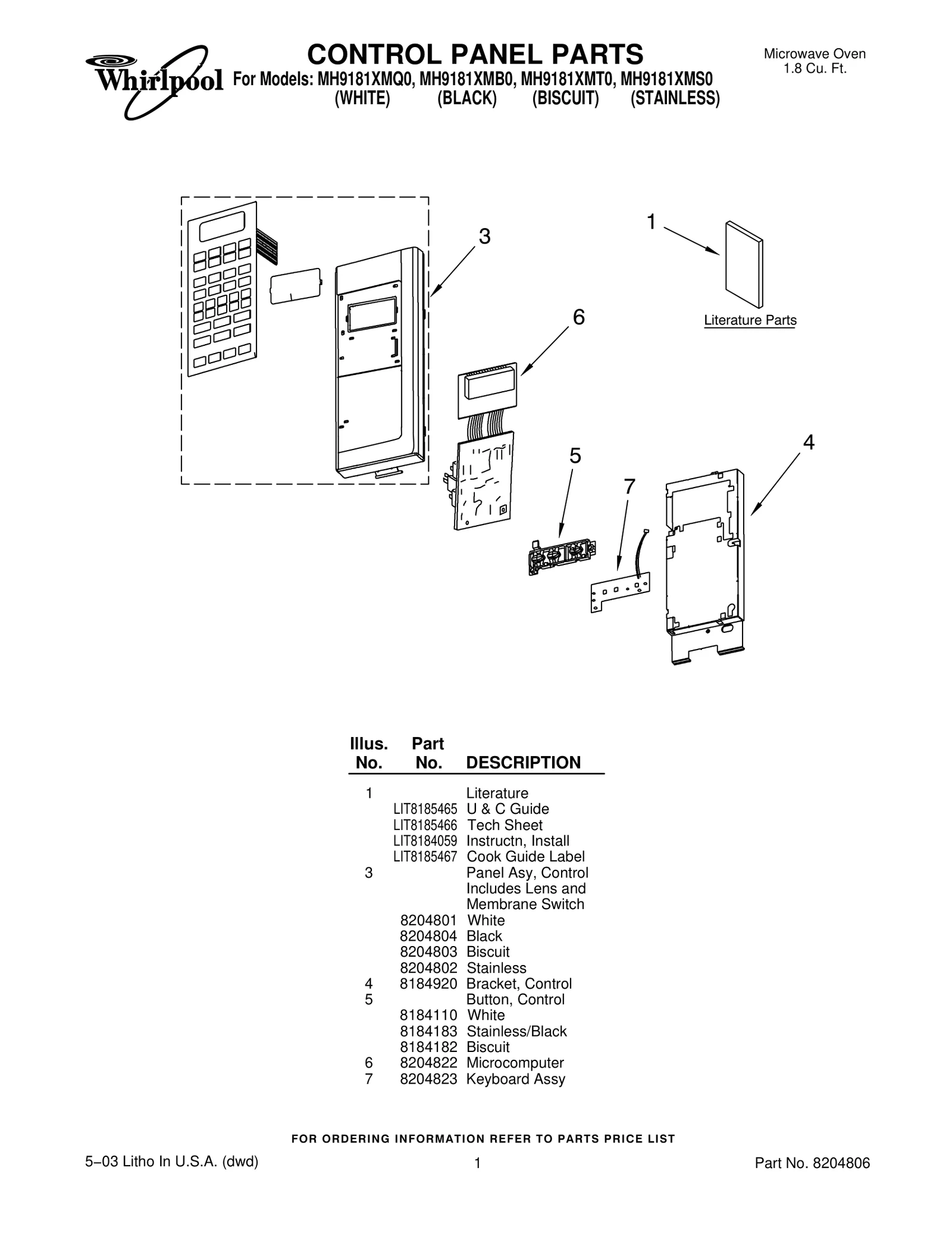 CONTROL PANEL PARTS
