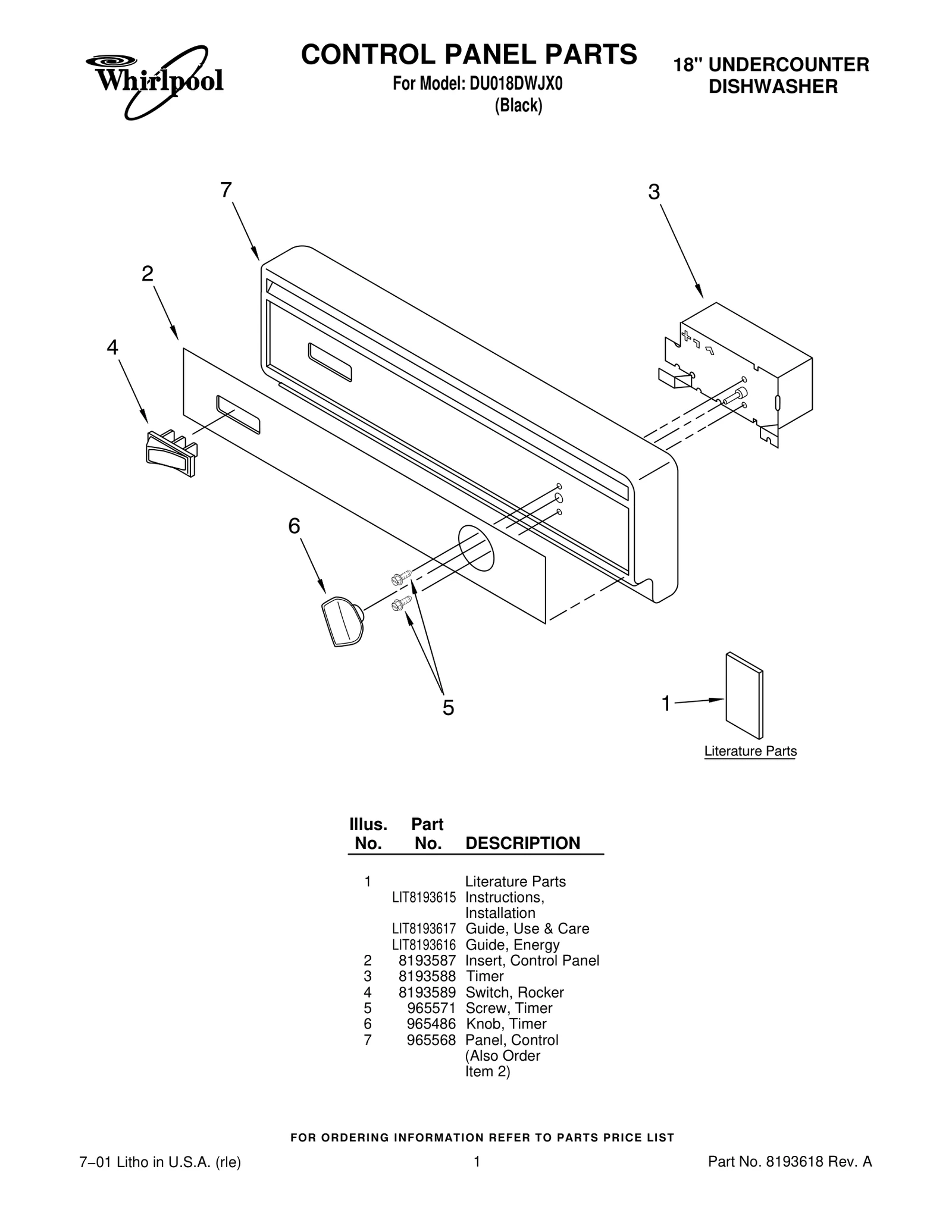 CONTROL PANEL PARTS