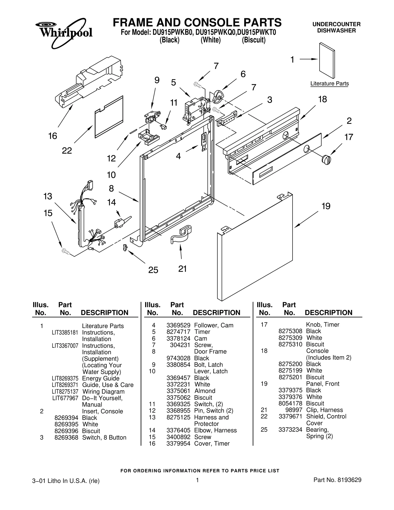 FRAME AND CONSOLE PARTS