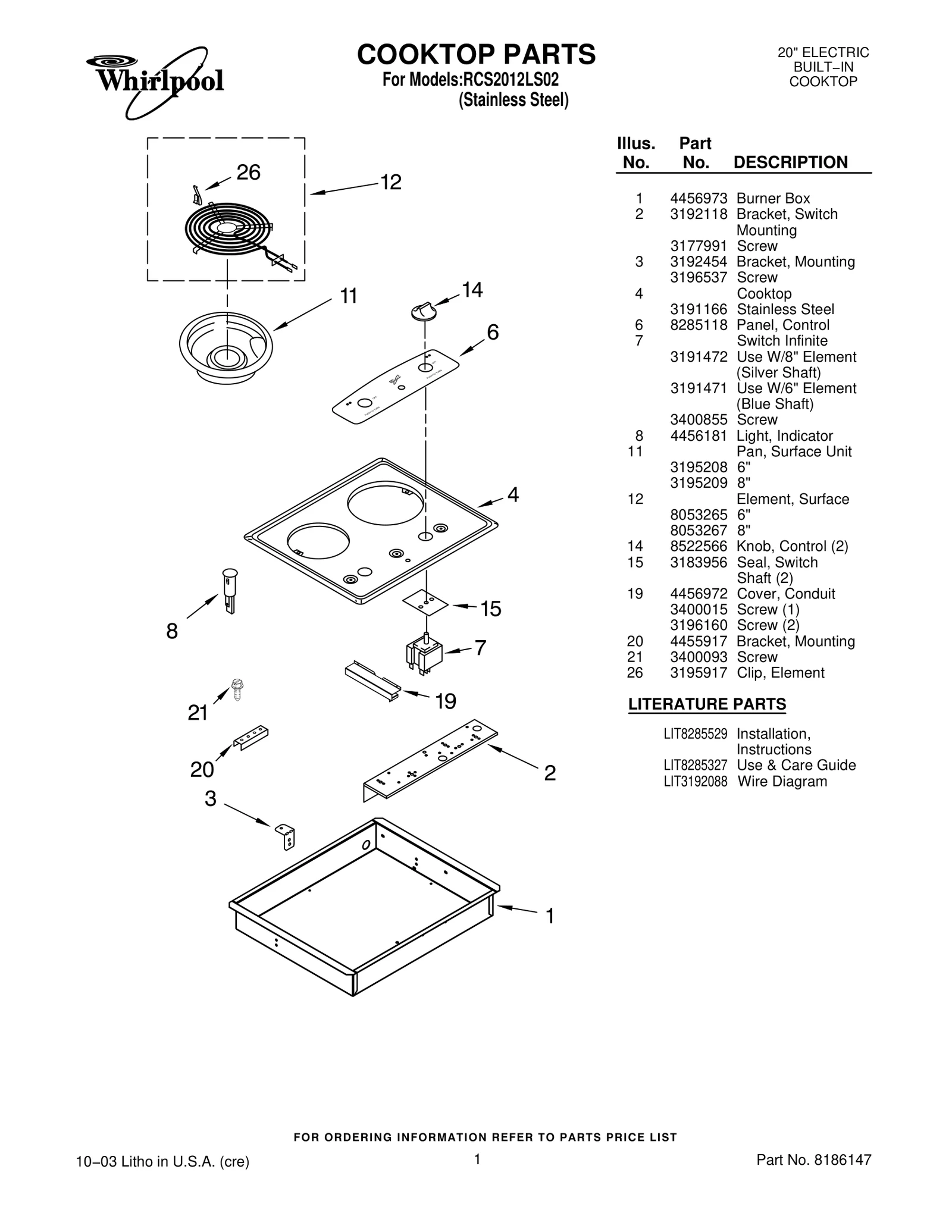 COOKTOP PARTS