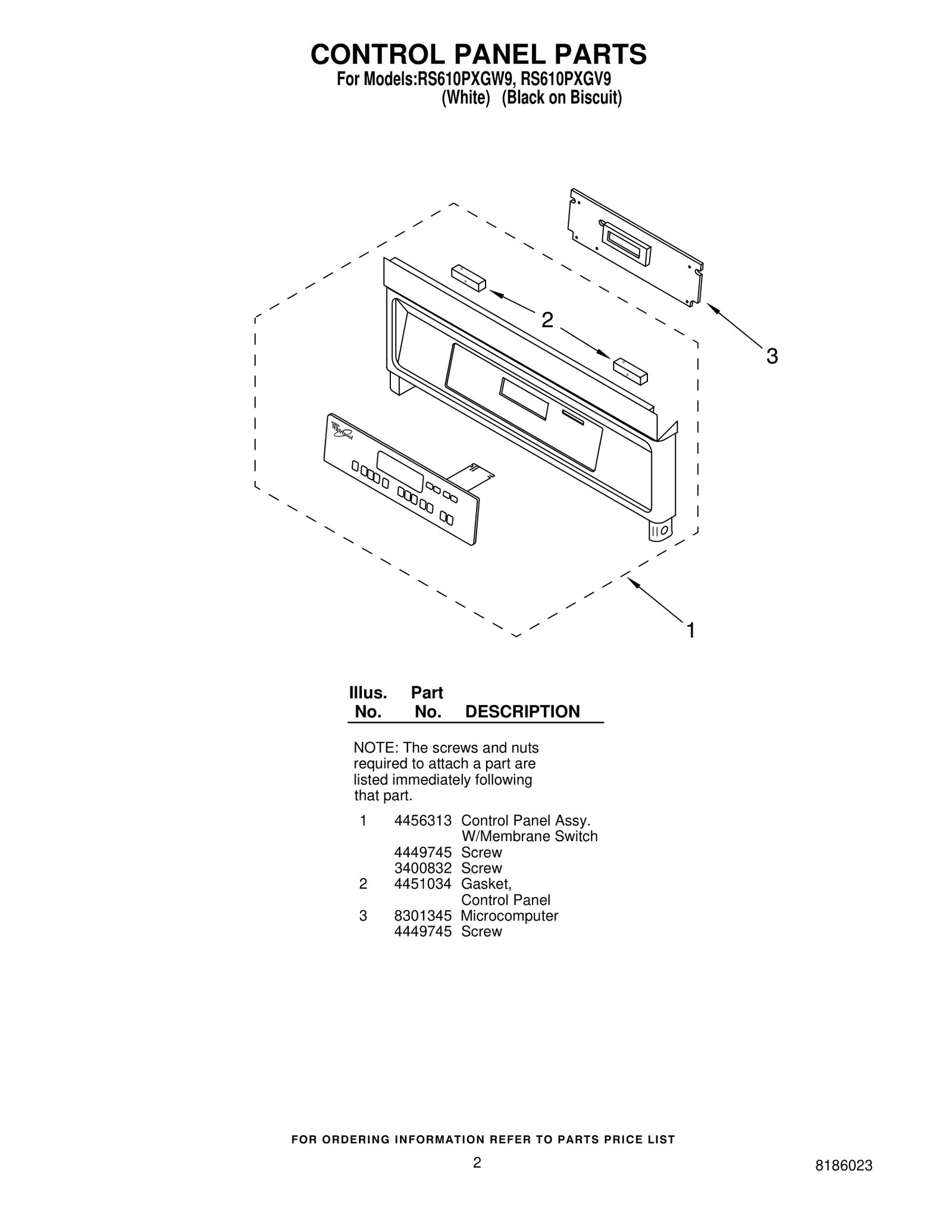 CONTROL PANEL PARTS