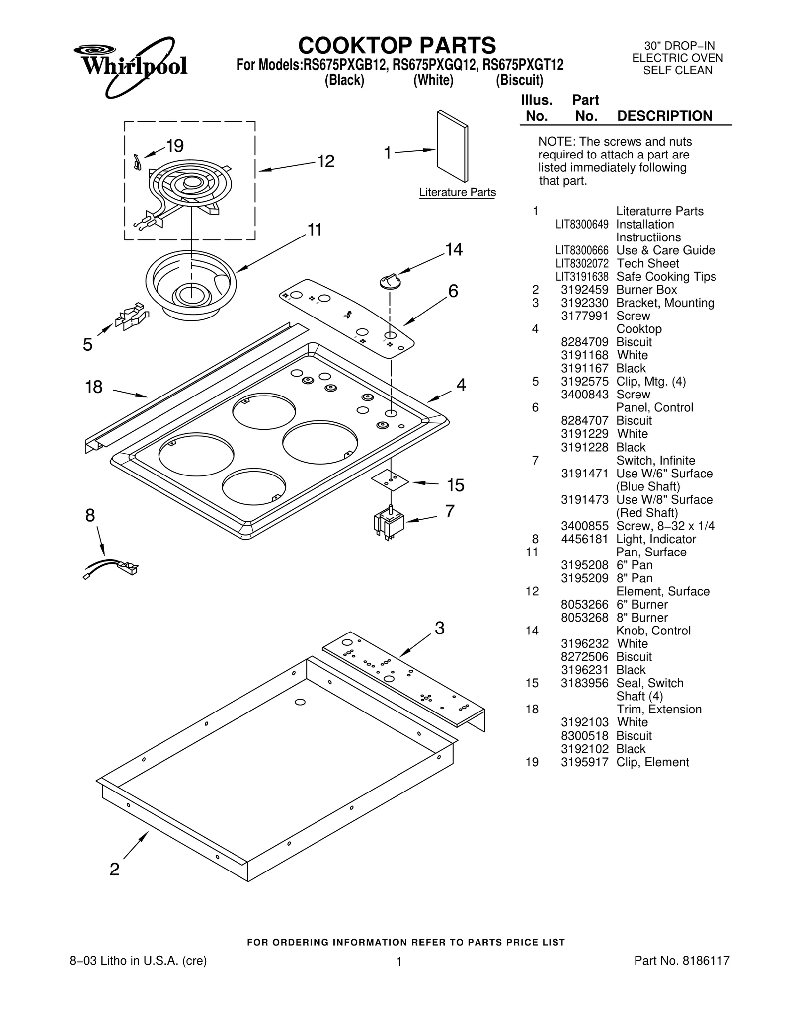 COOKTOP PARTS