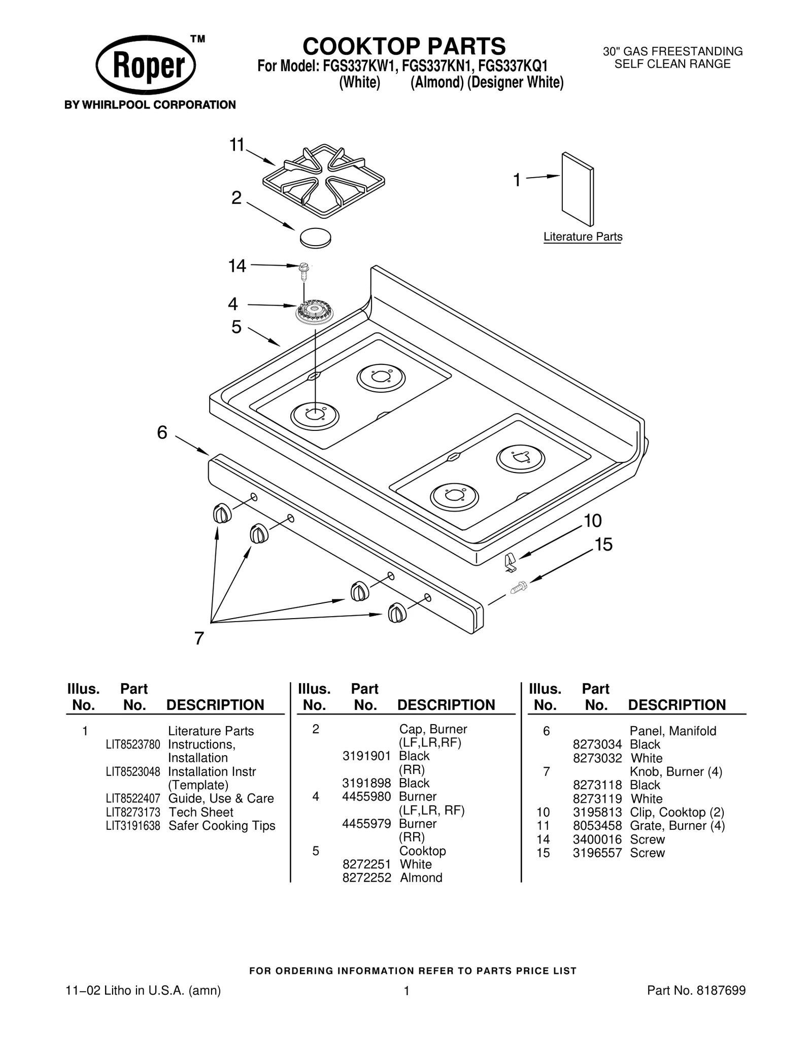 COOKTOP PARTS