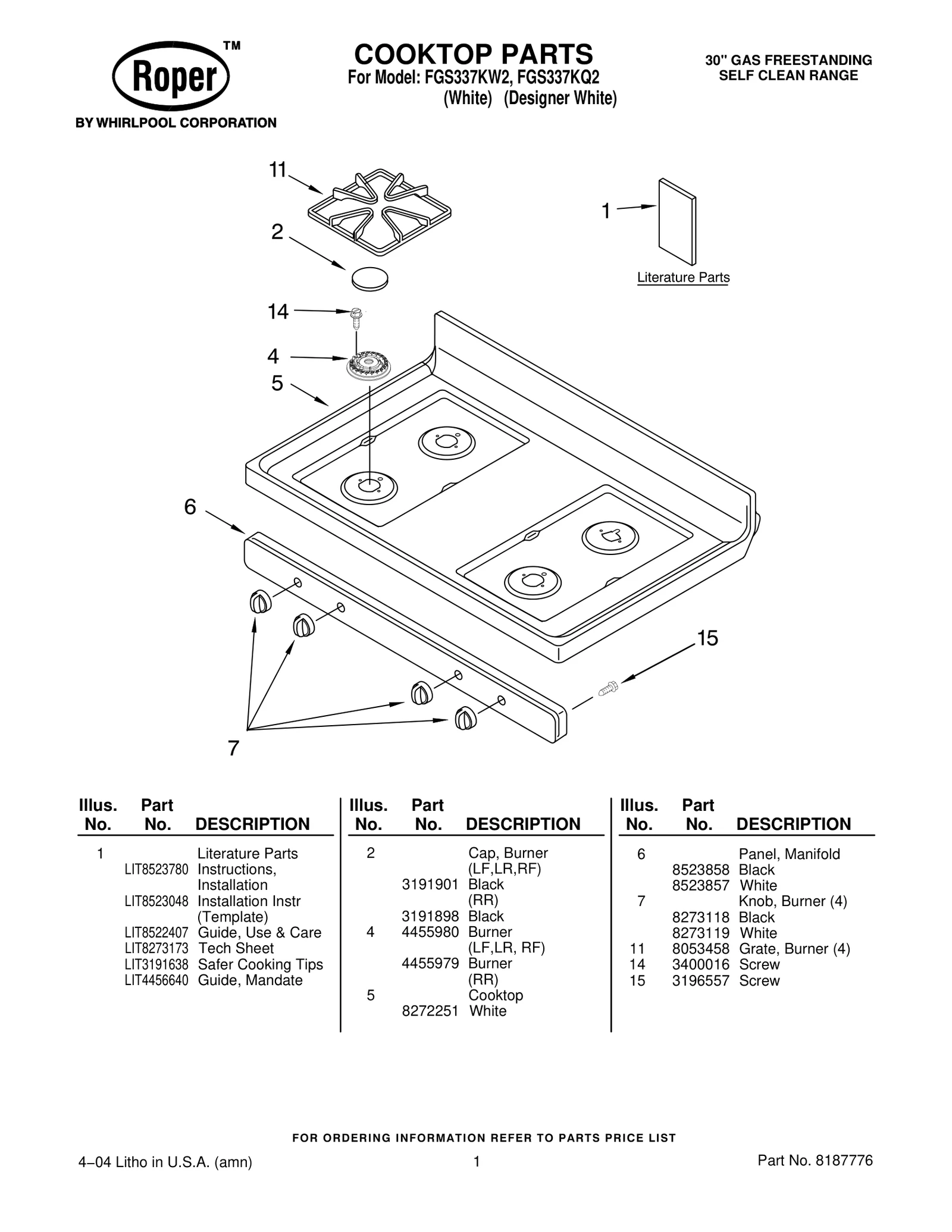 COOKTOP PARTS