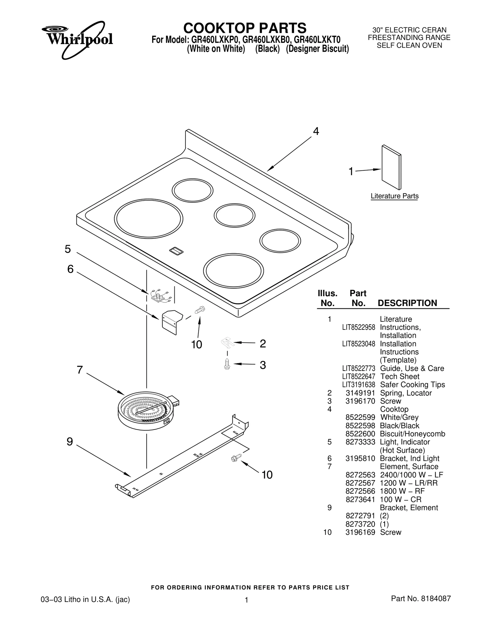COOKTOP PARTS