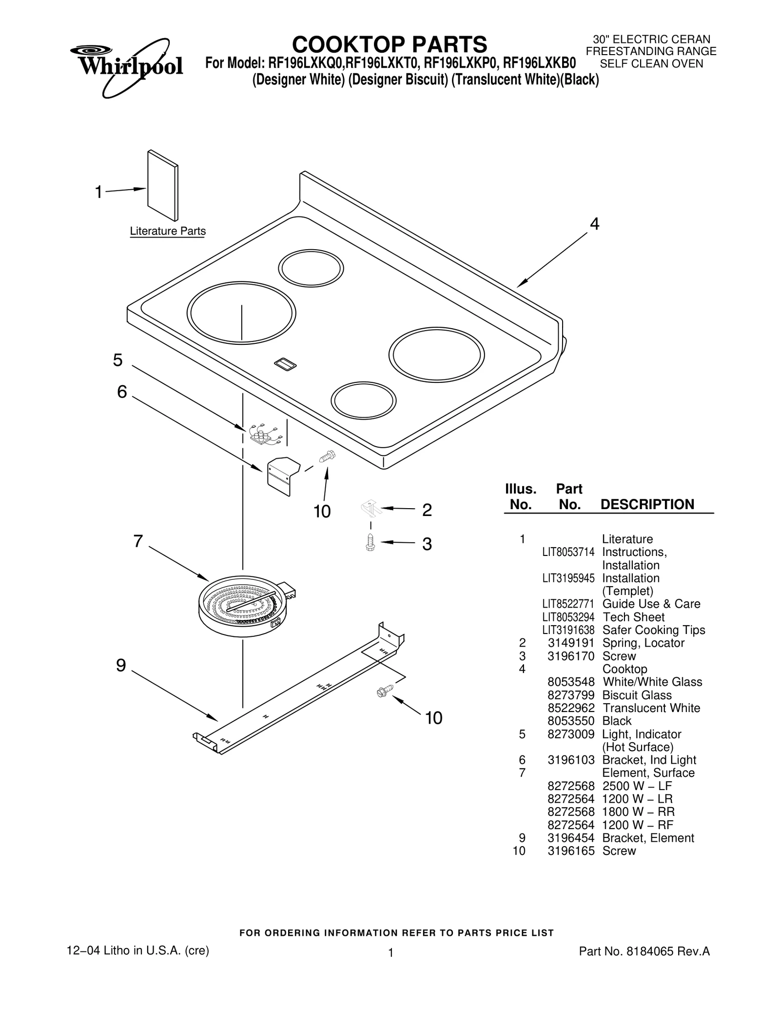 COOKTOP PARTS