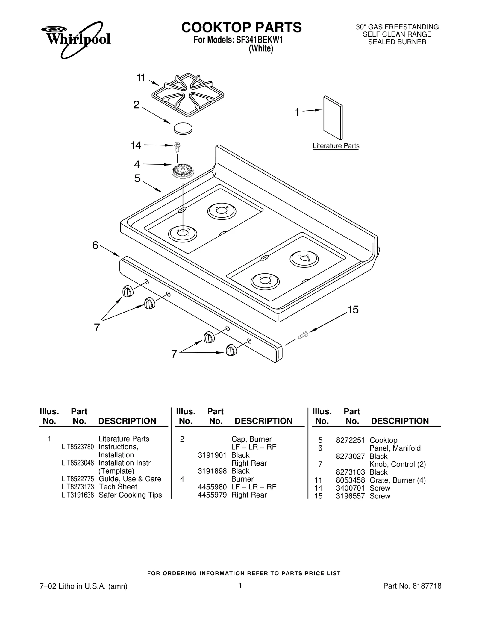 COOKTOP PARTS