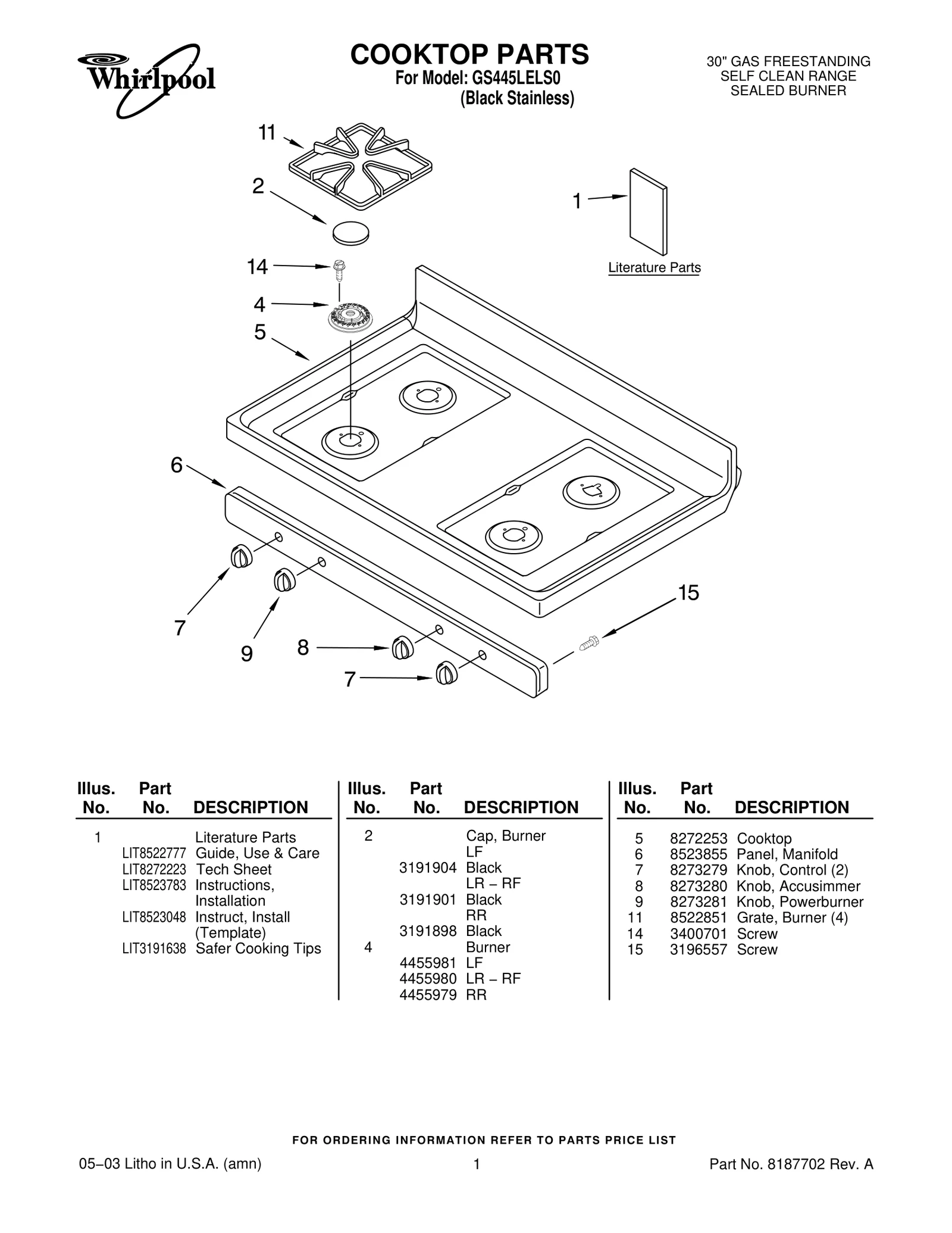 COOKTOP PARTS