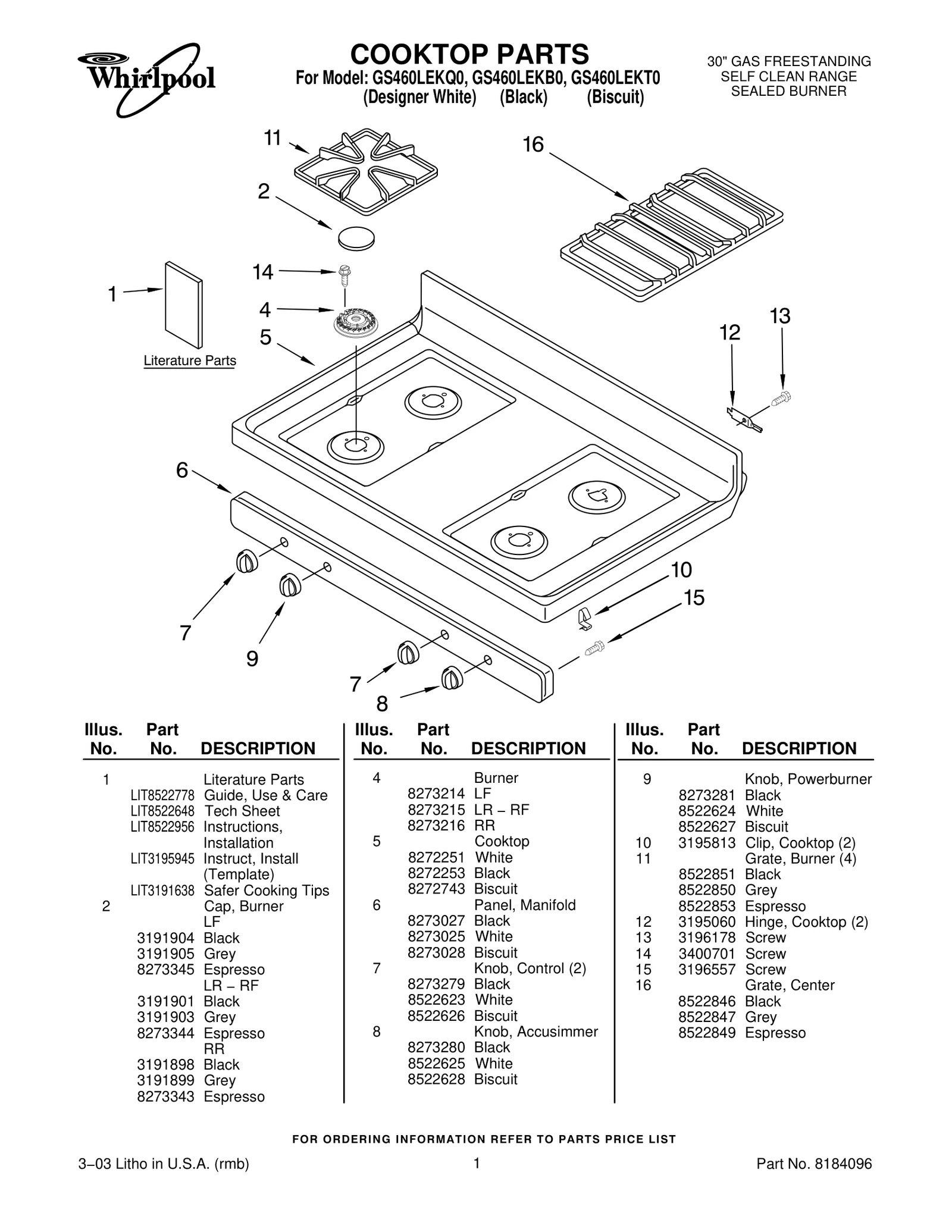 COOKTOP PARTS
