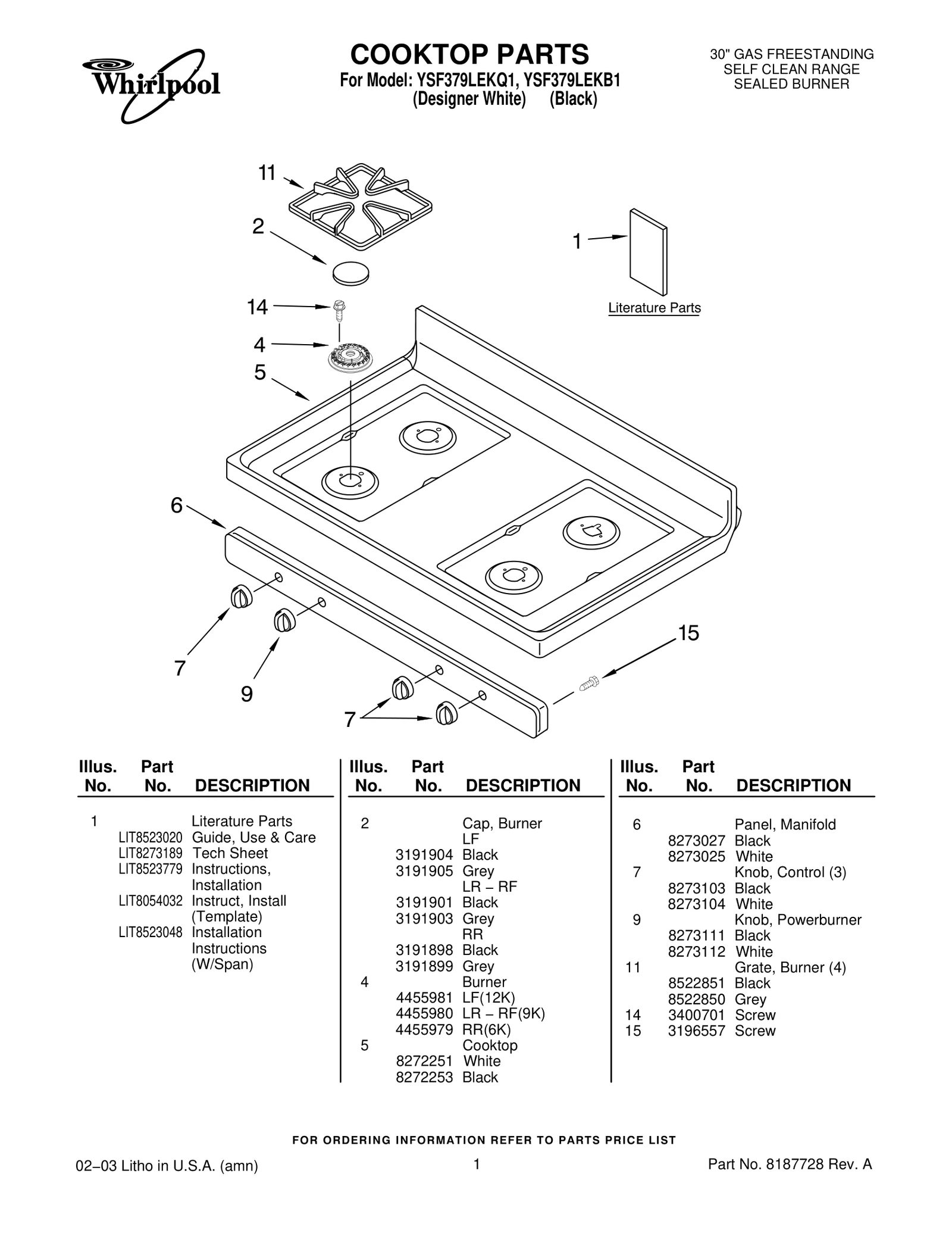 COOKTOP PARTS