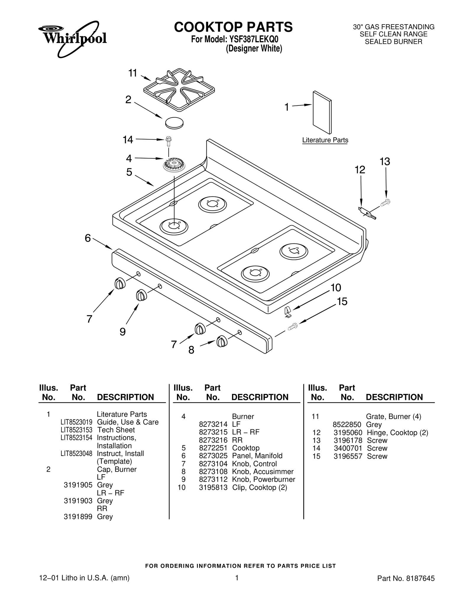 COOKTOP PARTS