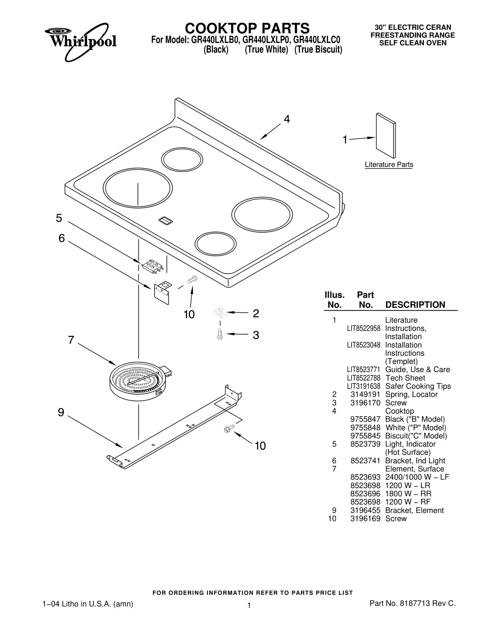 COOKTOP PARTS
