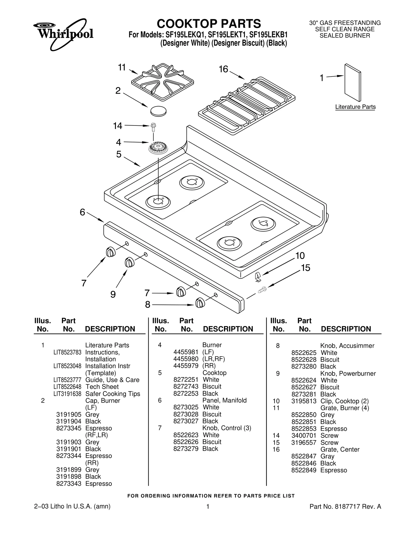 COOKTOP PARTS