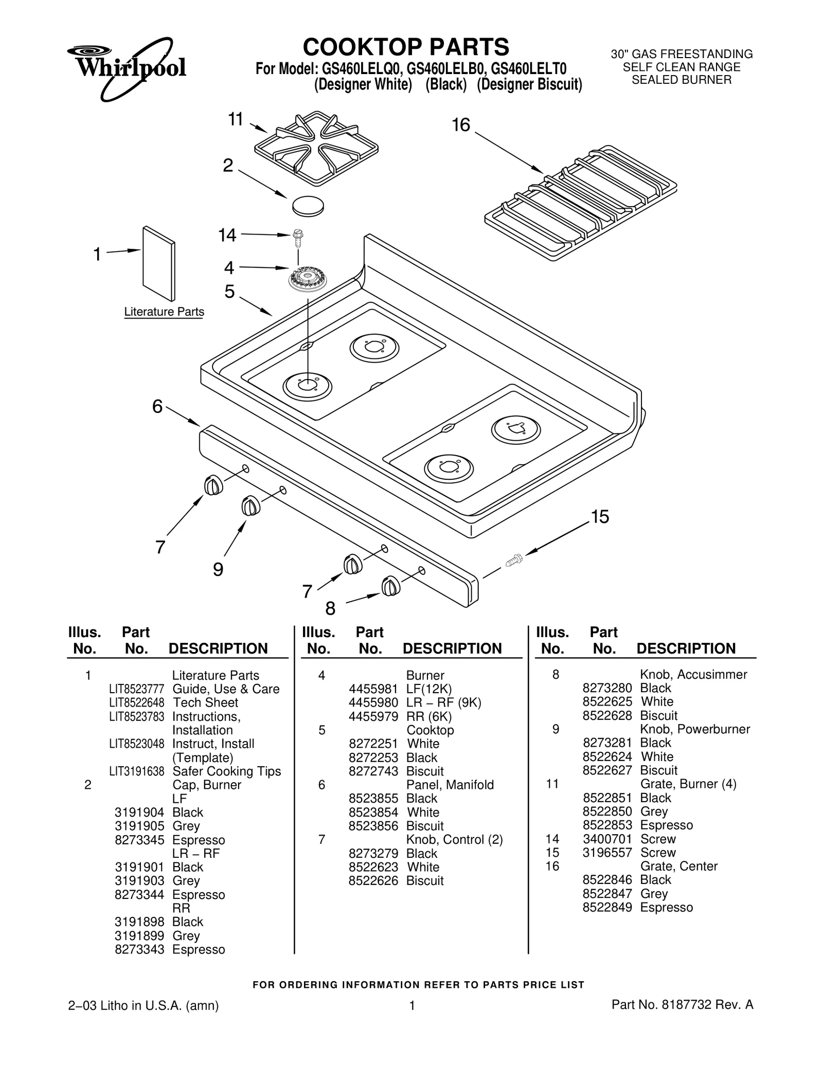 COOKTOP PARTS