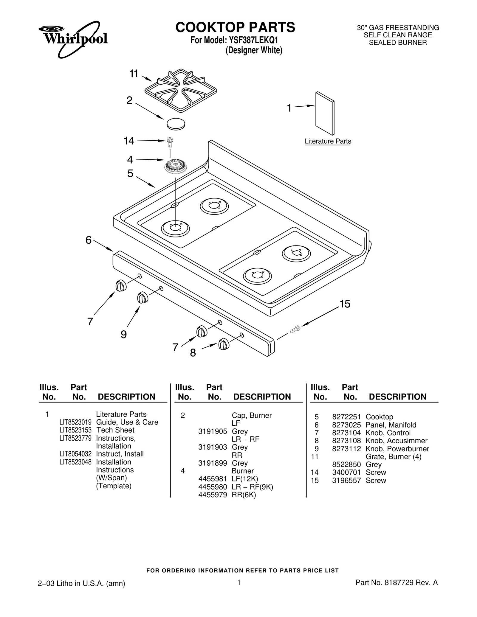 COOKTOP PARTS