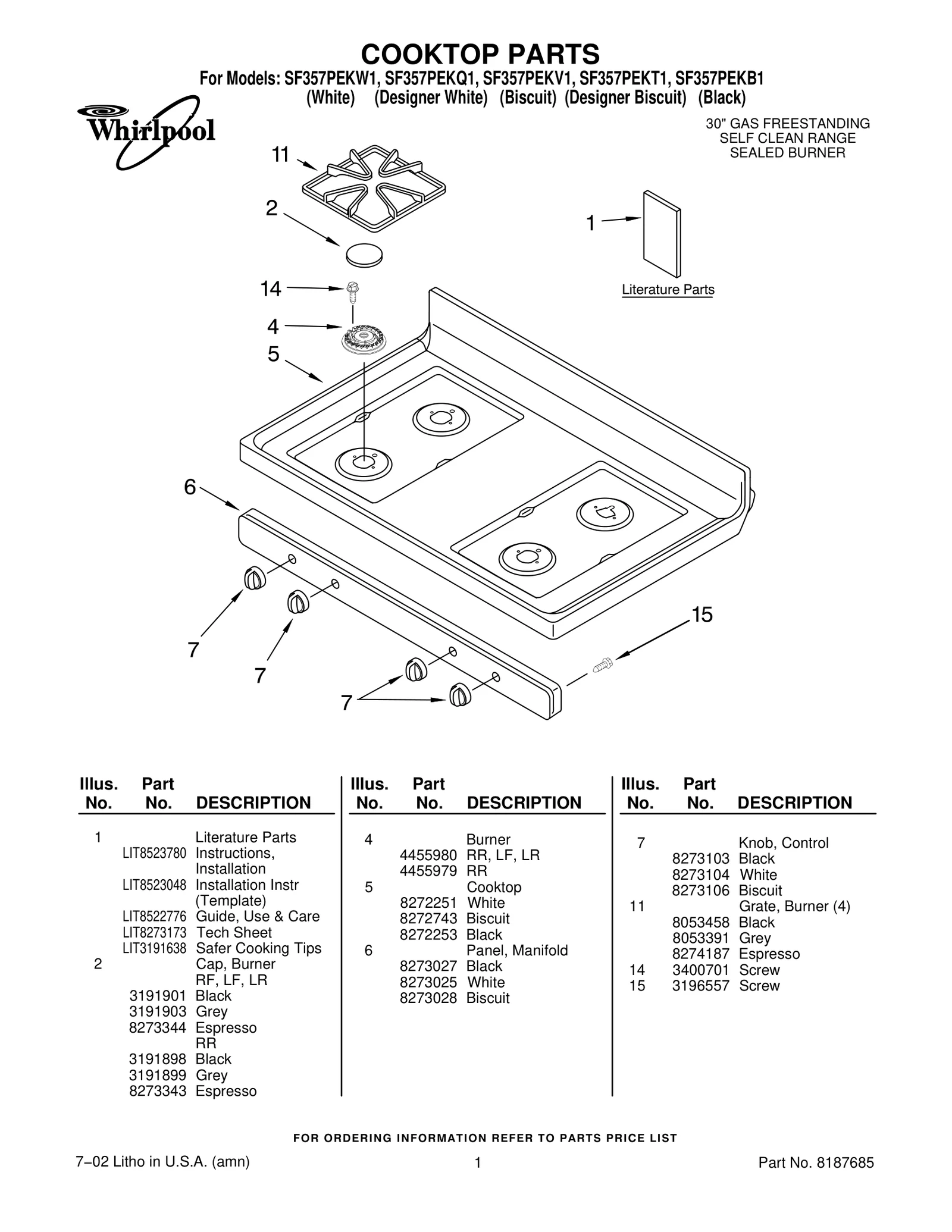 COOKTOP PARTS