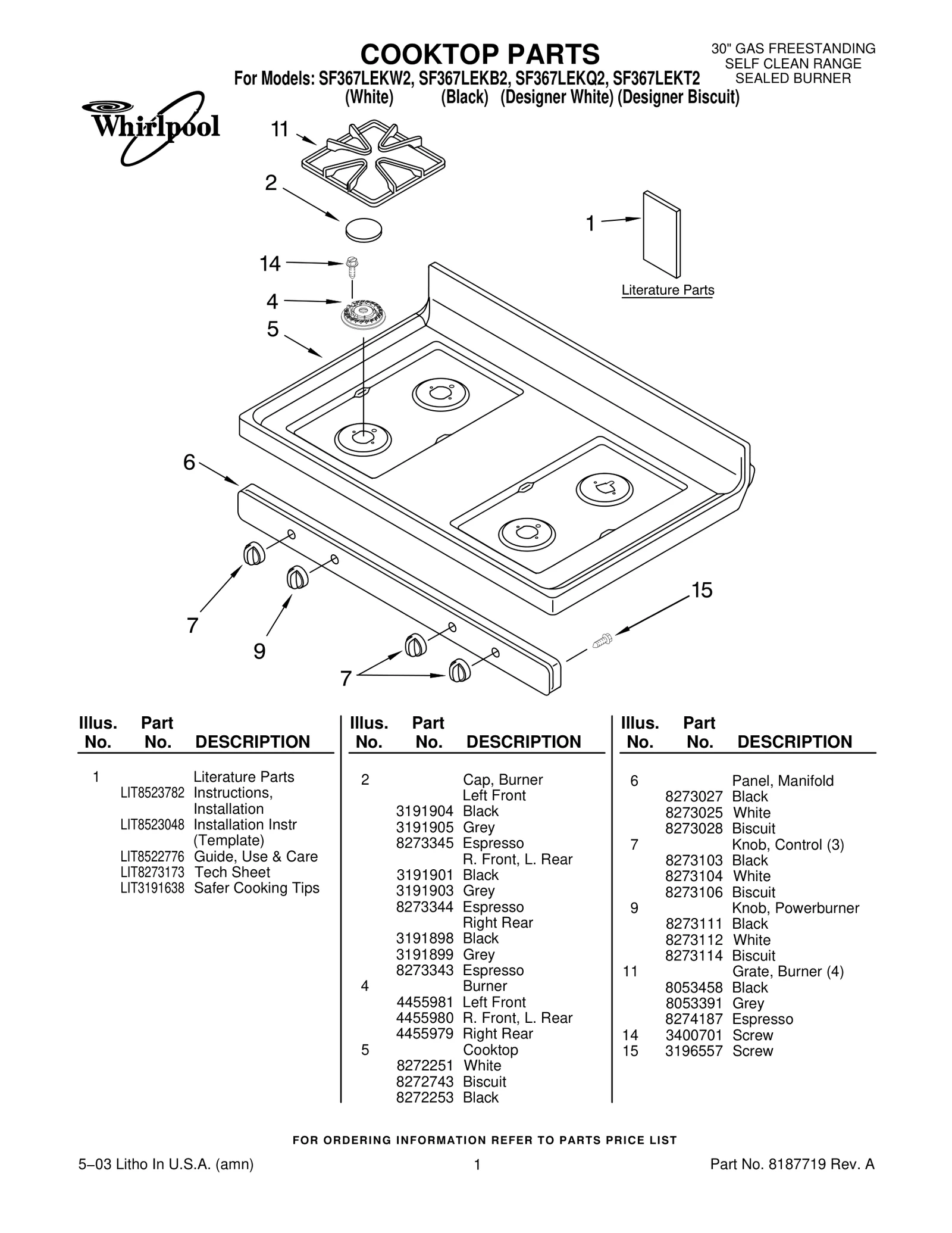 COOKTOP PARTS