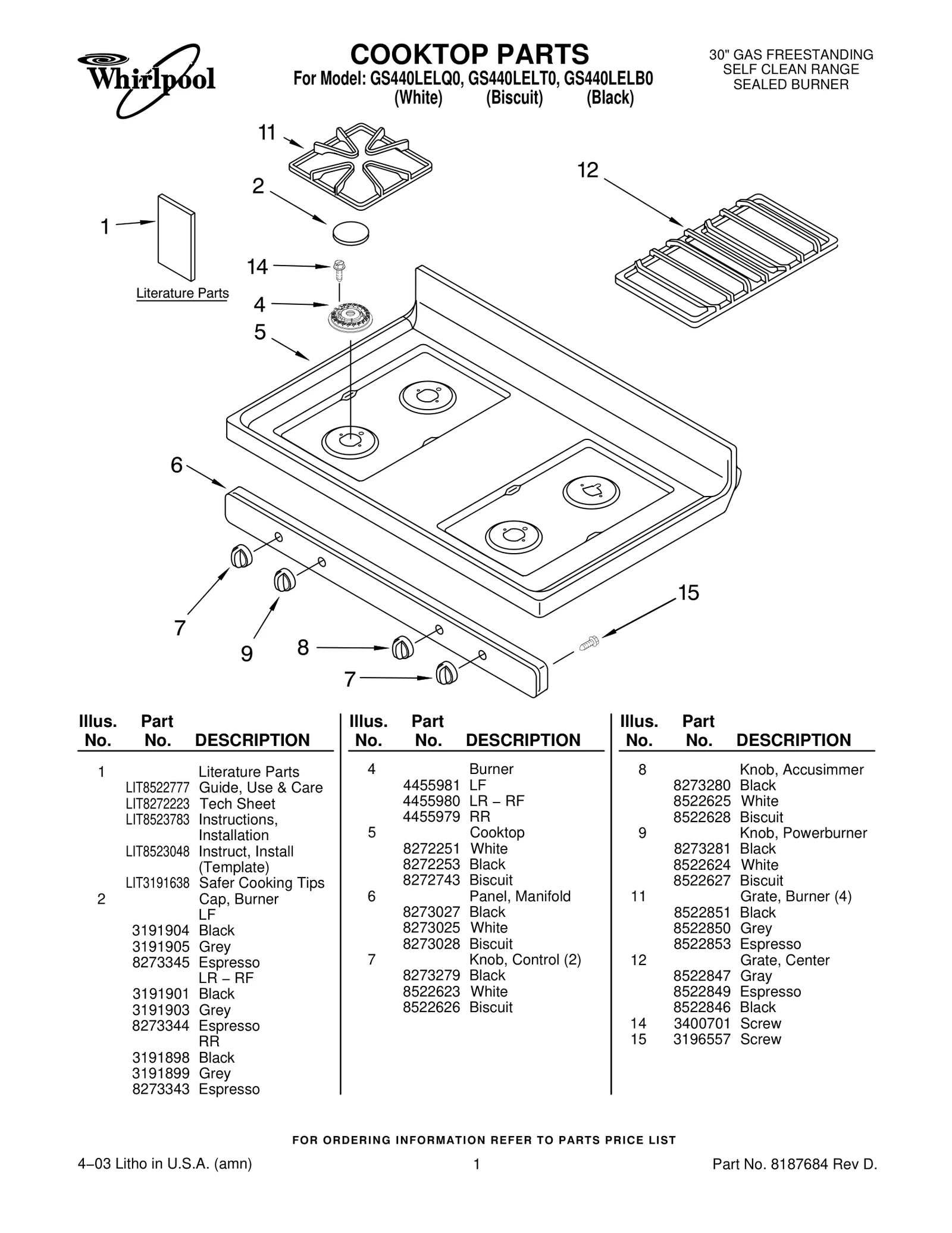 COOKTOP PARTS