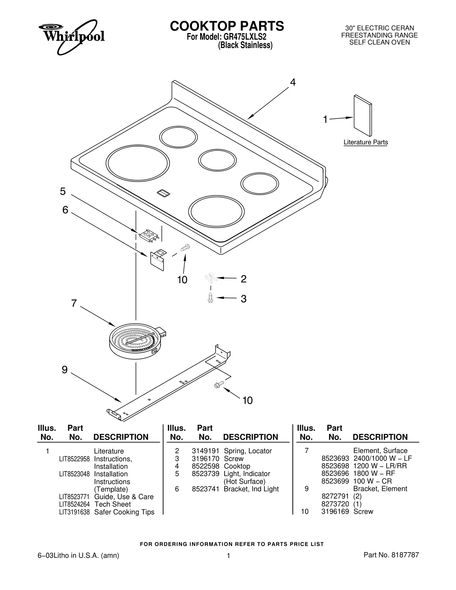 COOKTOP PARTS